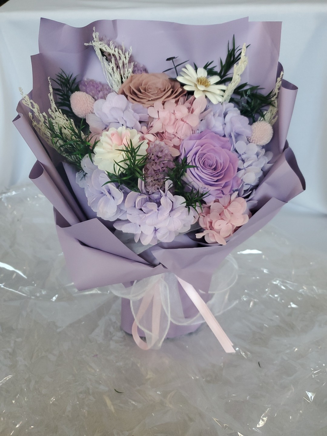 Preserved Flowers Bouquet Pink & Purple Rose Flowers Gift for That Special One