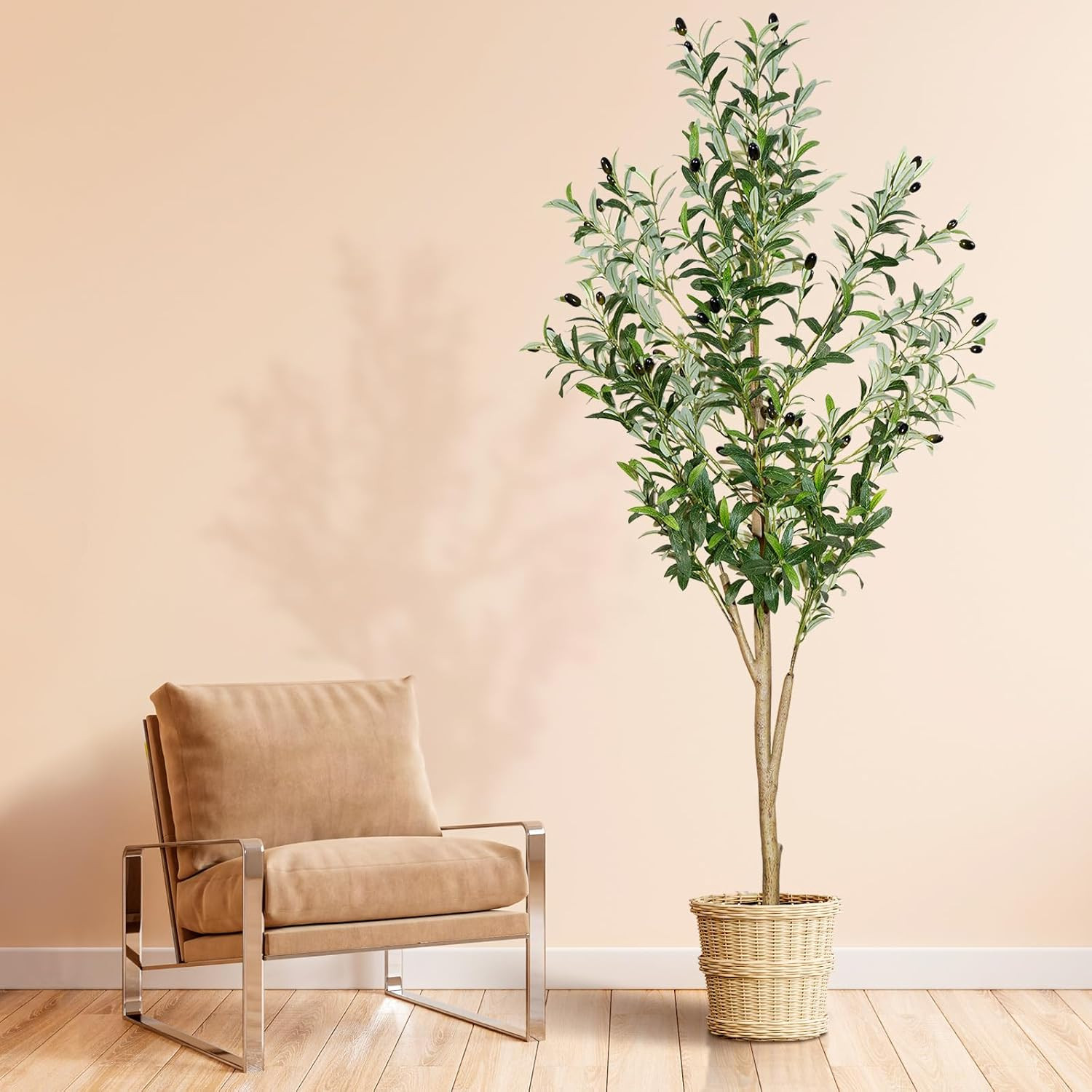 6Ft Faux Olive Tree, Artificial Olive Tree Indoor, High Imitation Silk Plant Fak
