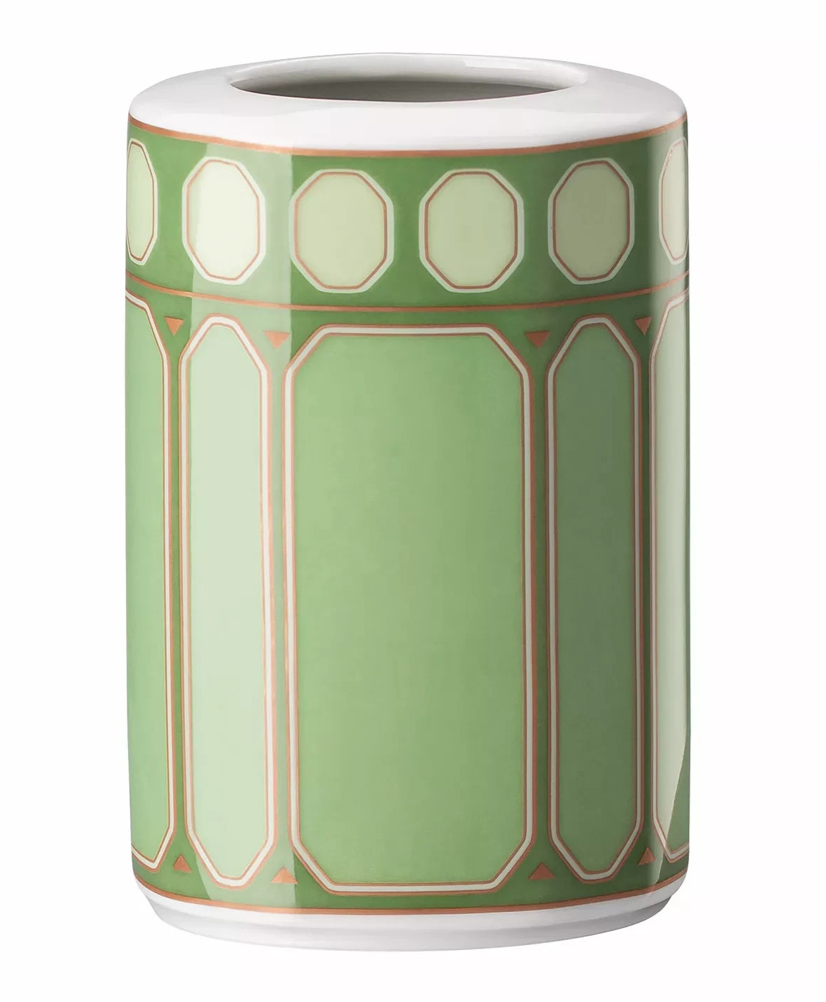 Rosenthal Swarovski Signum 3&Prime; Porcelain Vase Green Gold Accent Made in Germany