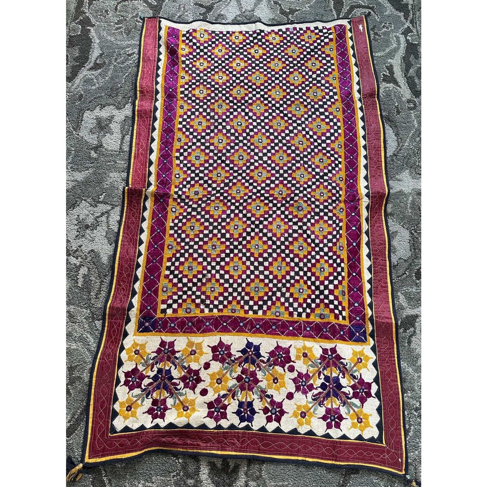 Vintage Banjara wall hanging ethnic tapestry hanging embroidery boho 35×64”