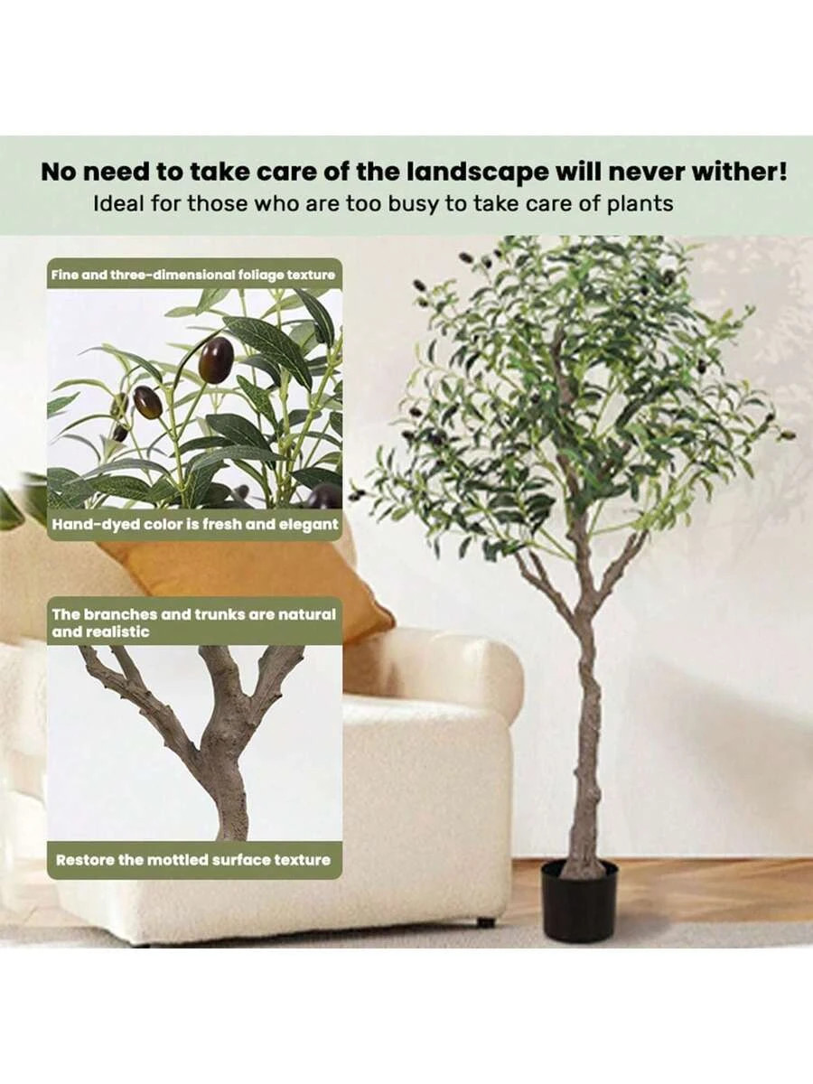 Realistic Artificial Olive Tree Lifelike Faux Plant Home Office Garden