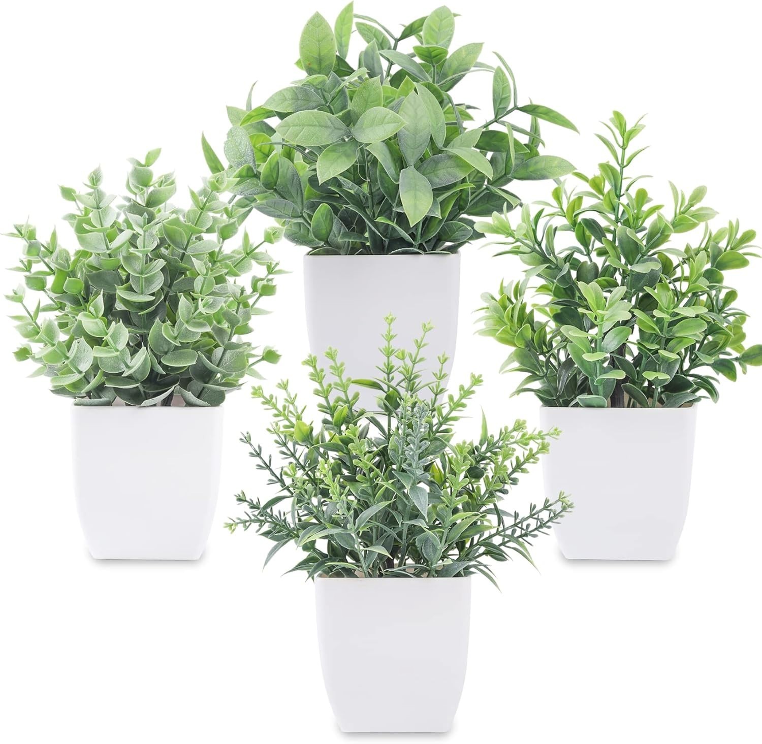 Der Rose Graduation Gifts 4 Pack Fake Plants Mini Artificial Greenery Potted Pla