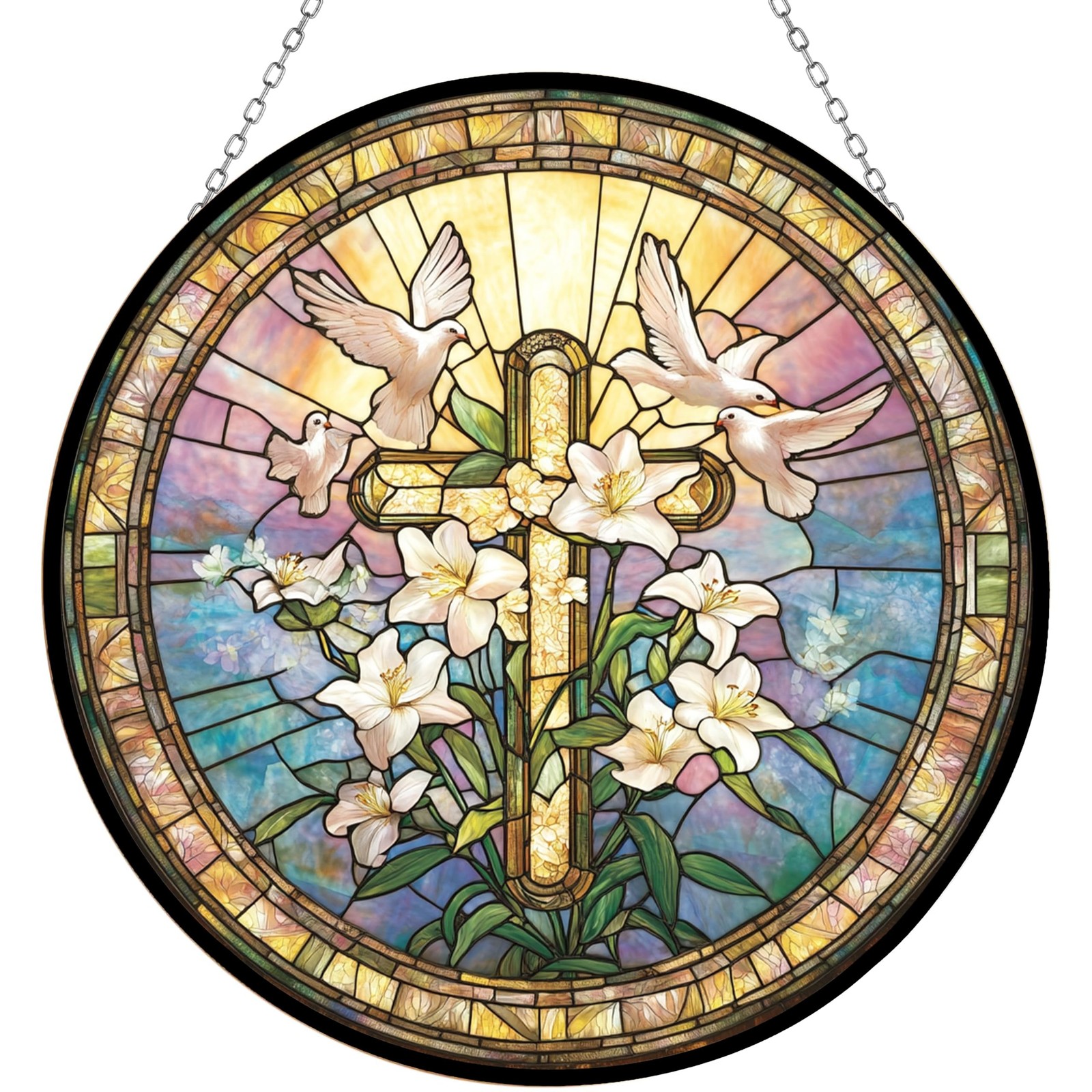 Easter Cross Stained Glass Sun Catcher | Unique Gifts for All Occasions