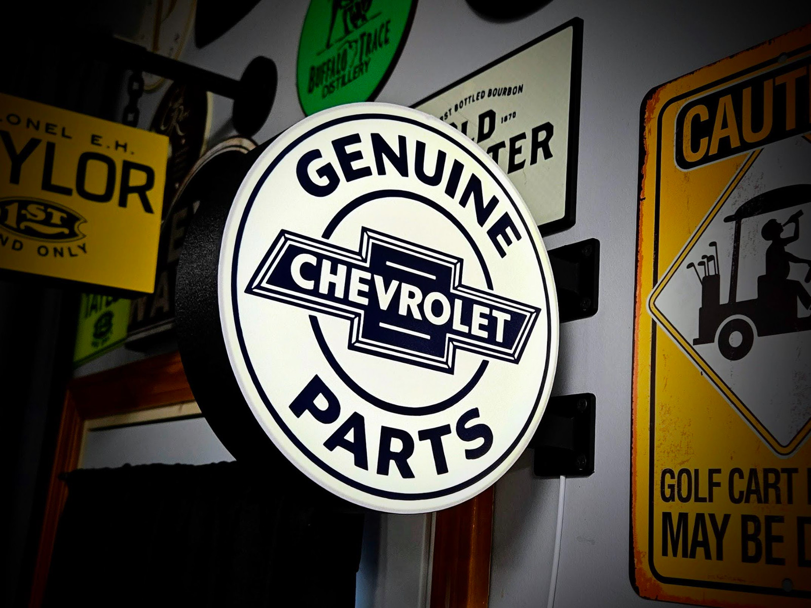 Chevrolet LED Lightbox Sign 3D Printed Round Wall Mount Man Cave Garage Decor