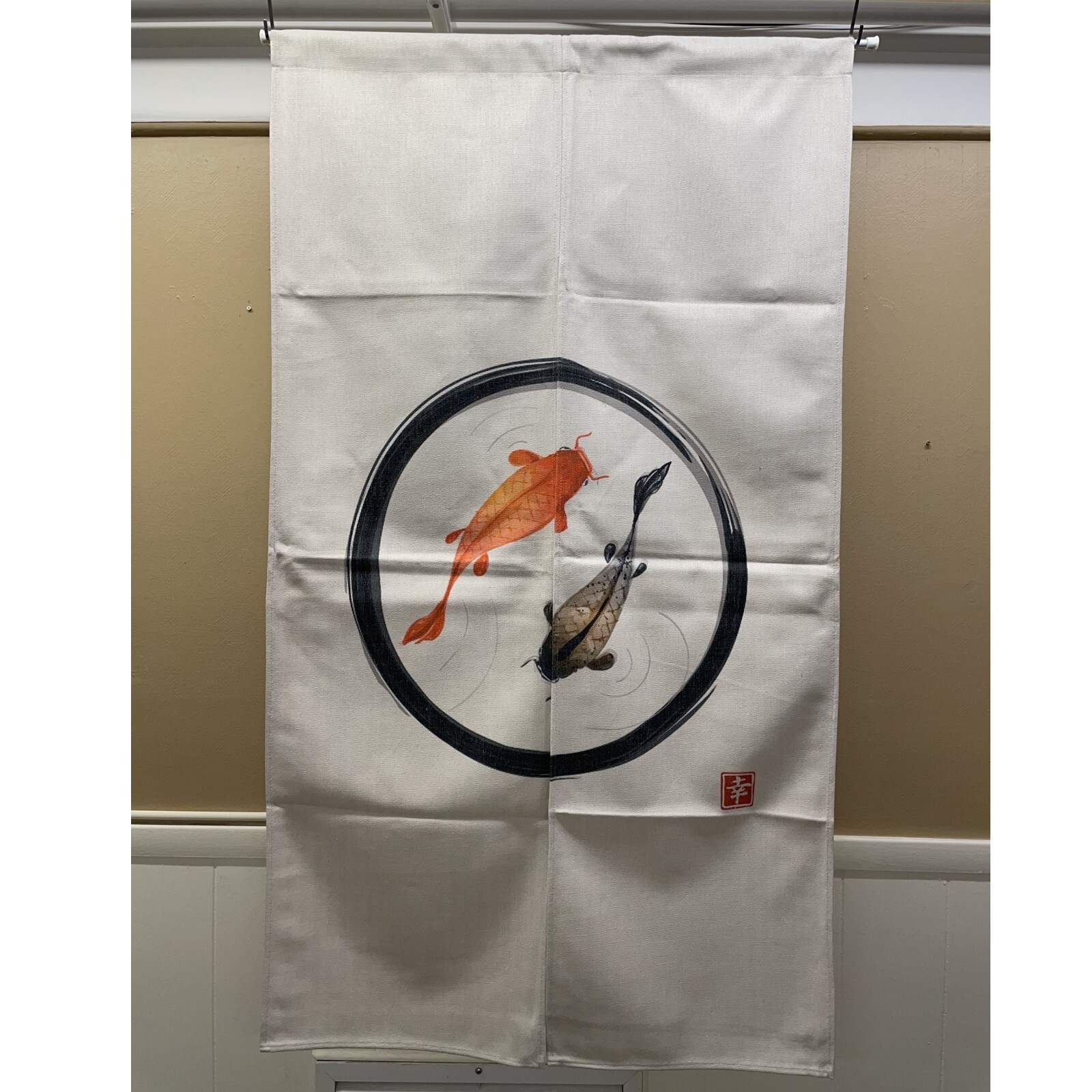 Privacy Drape Japanese Style Doorway Canvas Noren Curtain Home Decor Koi Fish
