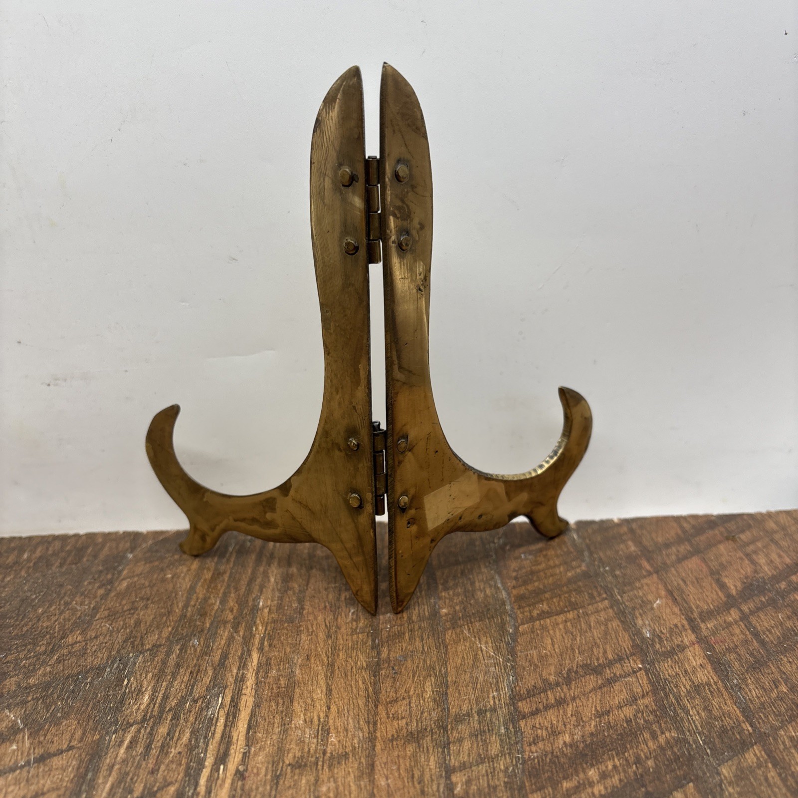 VTG Solid Brass Easel Folding Display Stand Hinged 6.5&Prime; art book plate holder