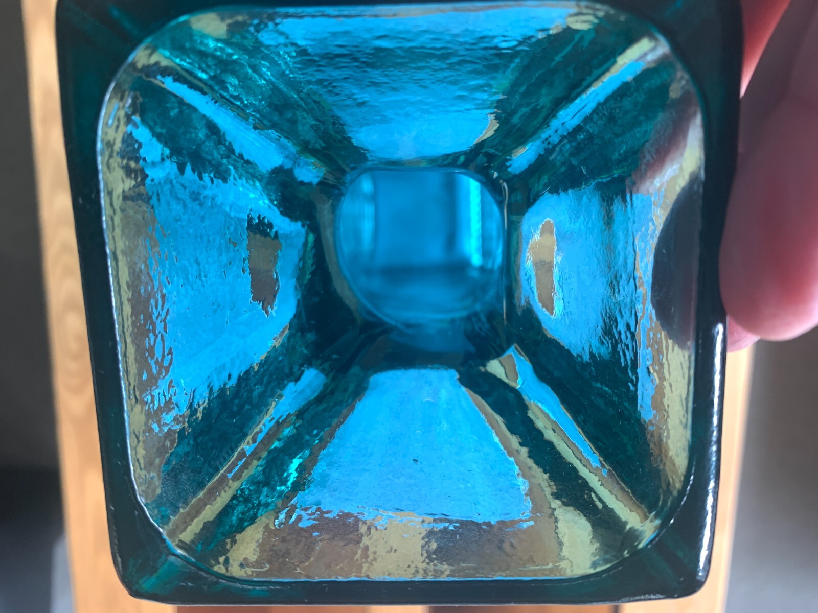 Teal Blue Floor Vase 21-inch-Tall Square Pyramidal Flower Vase – weighs 10 lbs.