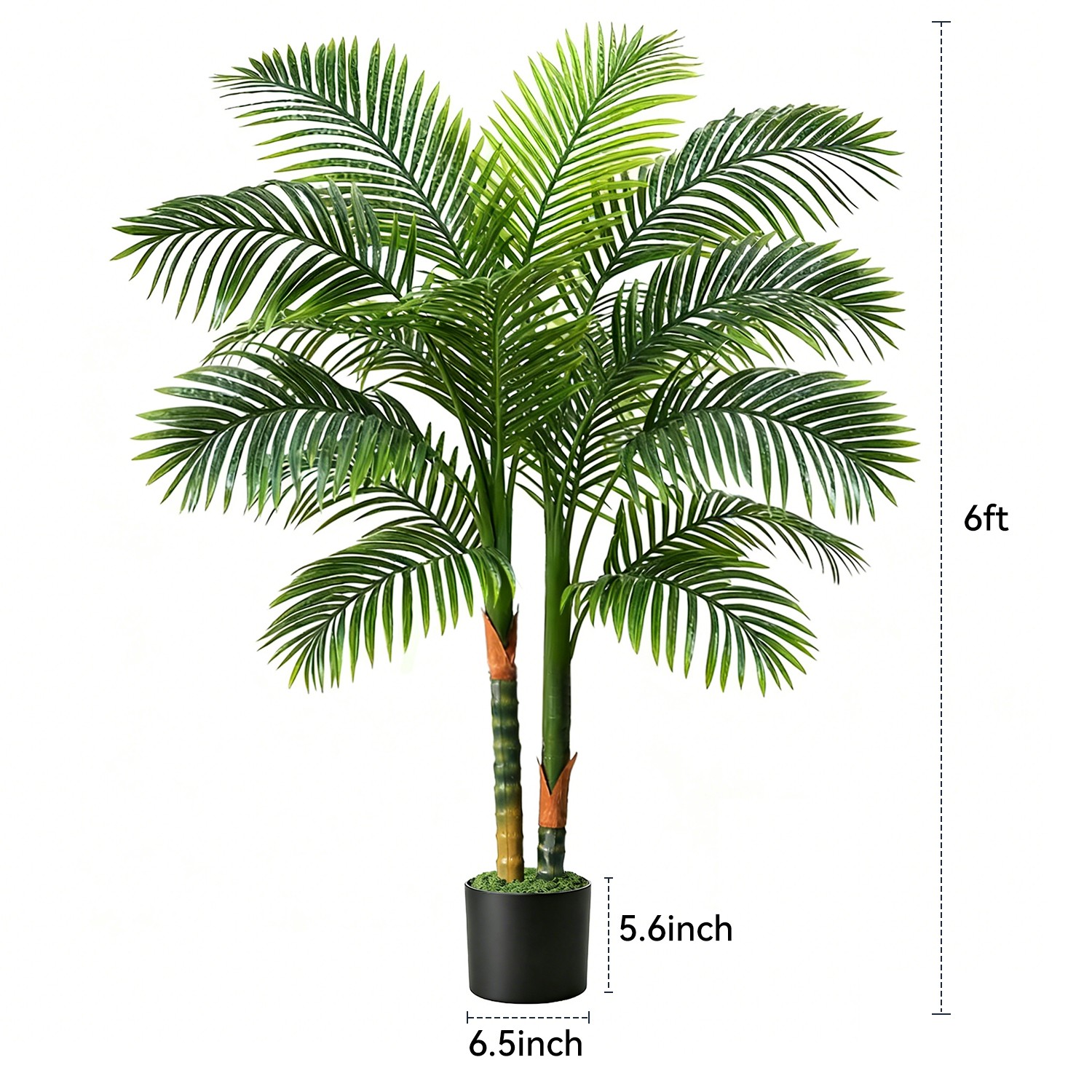 NOVAROOT 6FT Double Trunk Golden Cane Artificial Palm Tree Home Decor indoor