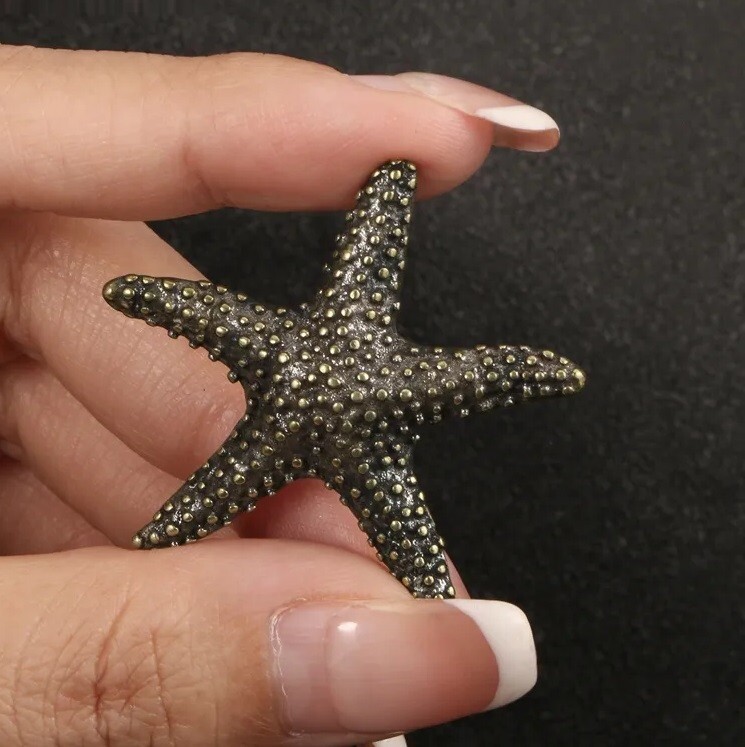 Brass Starfish Animal Statue Small Sculpture Tabletop Figurine Home Decor Gifts