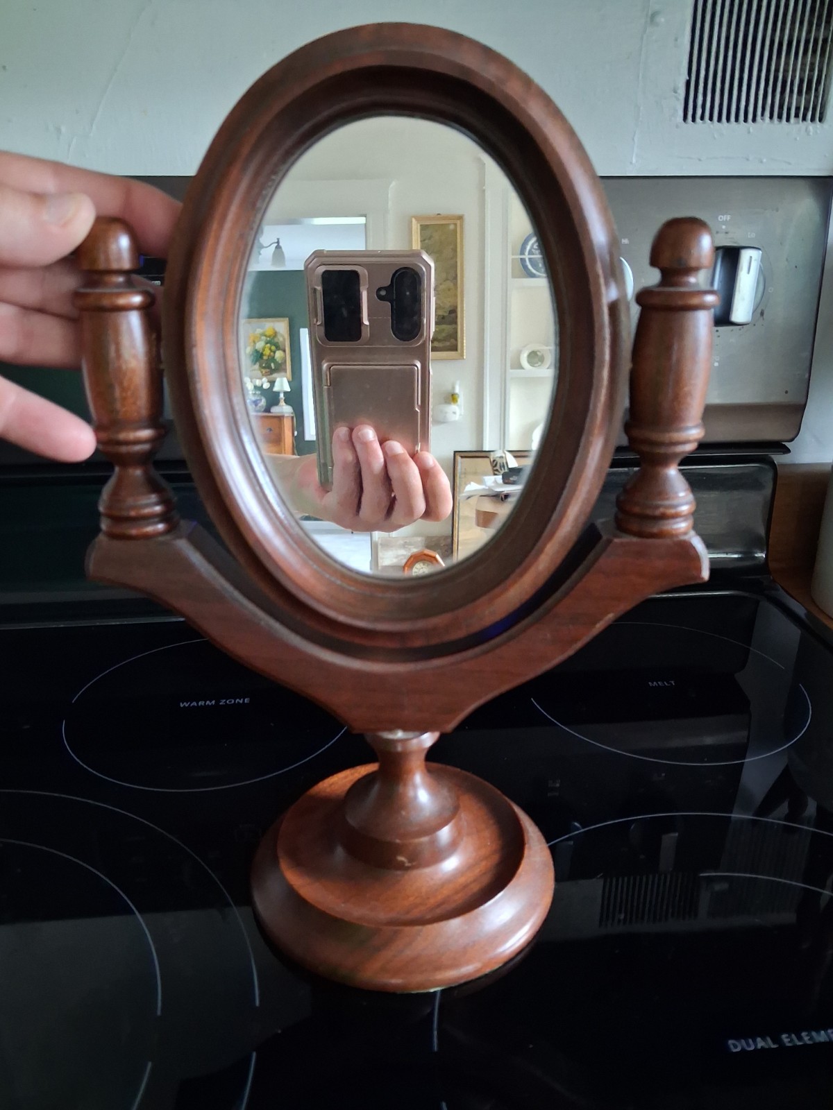 Vintage solid walnut vanity mirror cottage shabby farmhouse beautiful