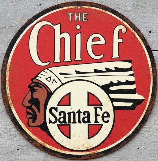 The Chief Santa Fe Railroad 12&Prime; Diameter Novelty Metal Sign Made In USA New