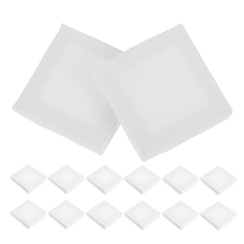 14Pcs Miniature White Canvas Frames Cotton and Wood Durable for Painting Use