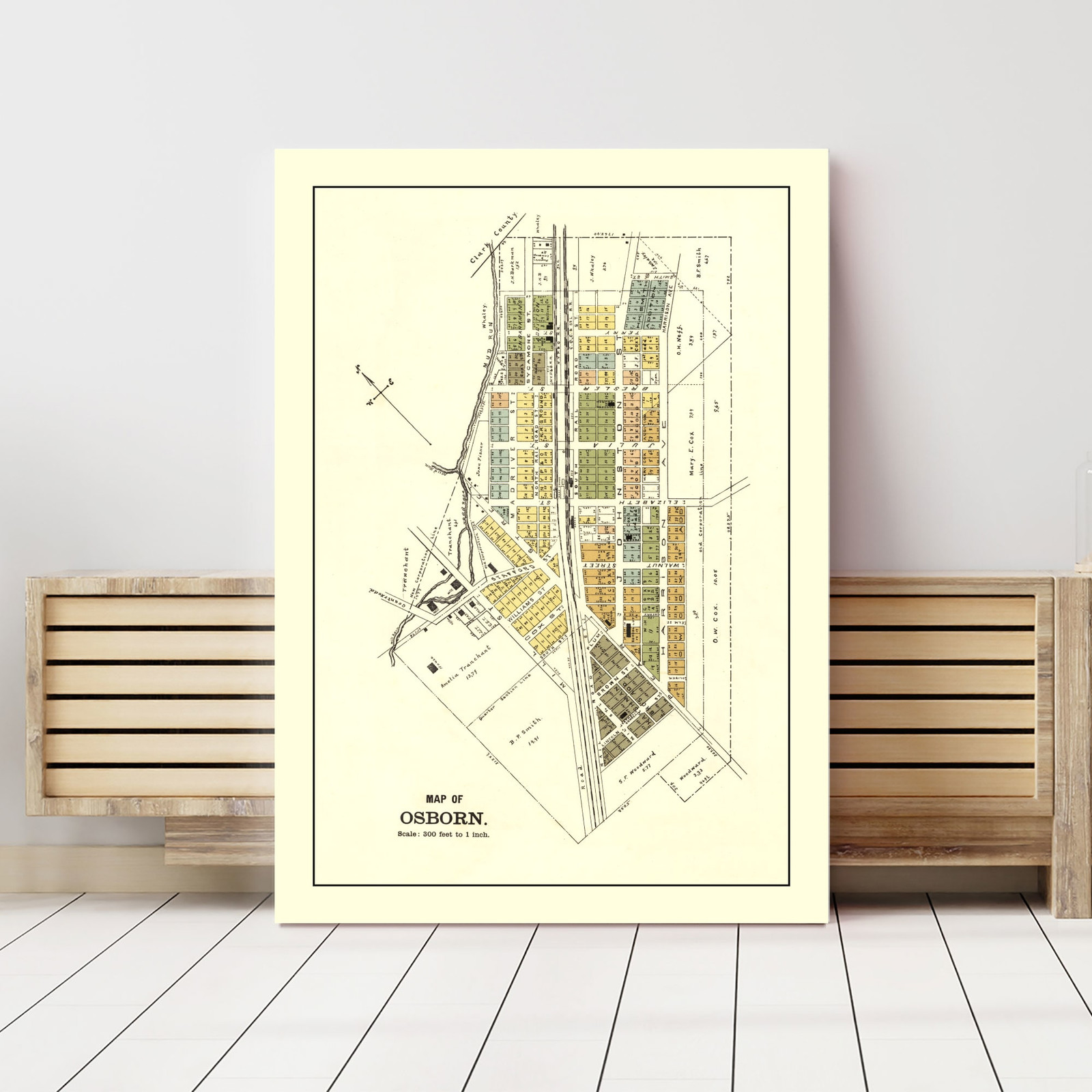 Old Map of Osborn, OH 1896 – Vintage Osborn Ohio Art