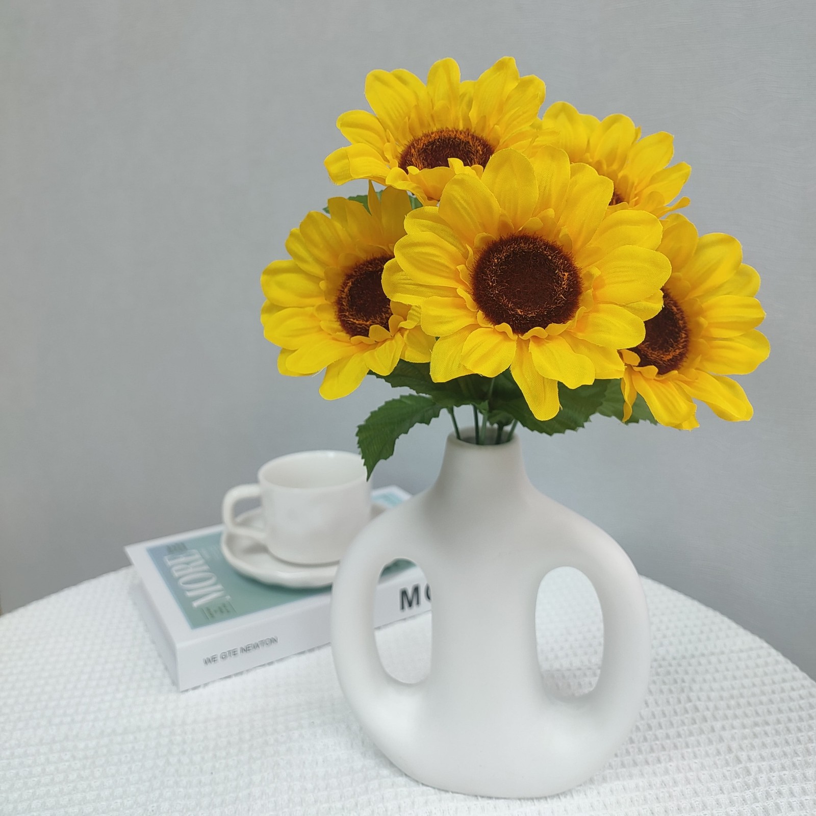 4 Pack 12.5 in Indoor Artificial Sunflower Pick Yellow Color