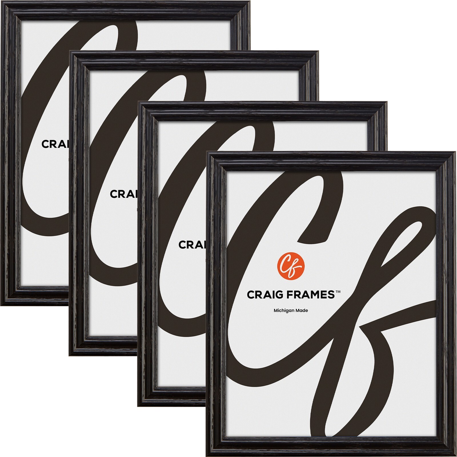Wiltshire 200, .75&Prime; Black Wood Picture Frame, Common Sizes 4×5 – 24×36, 4-Pack