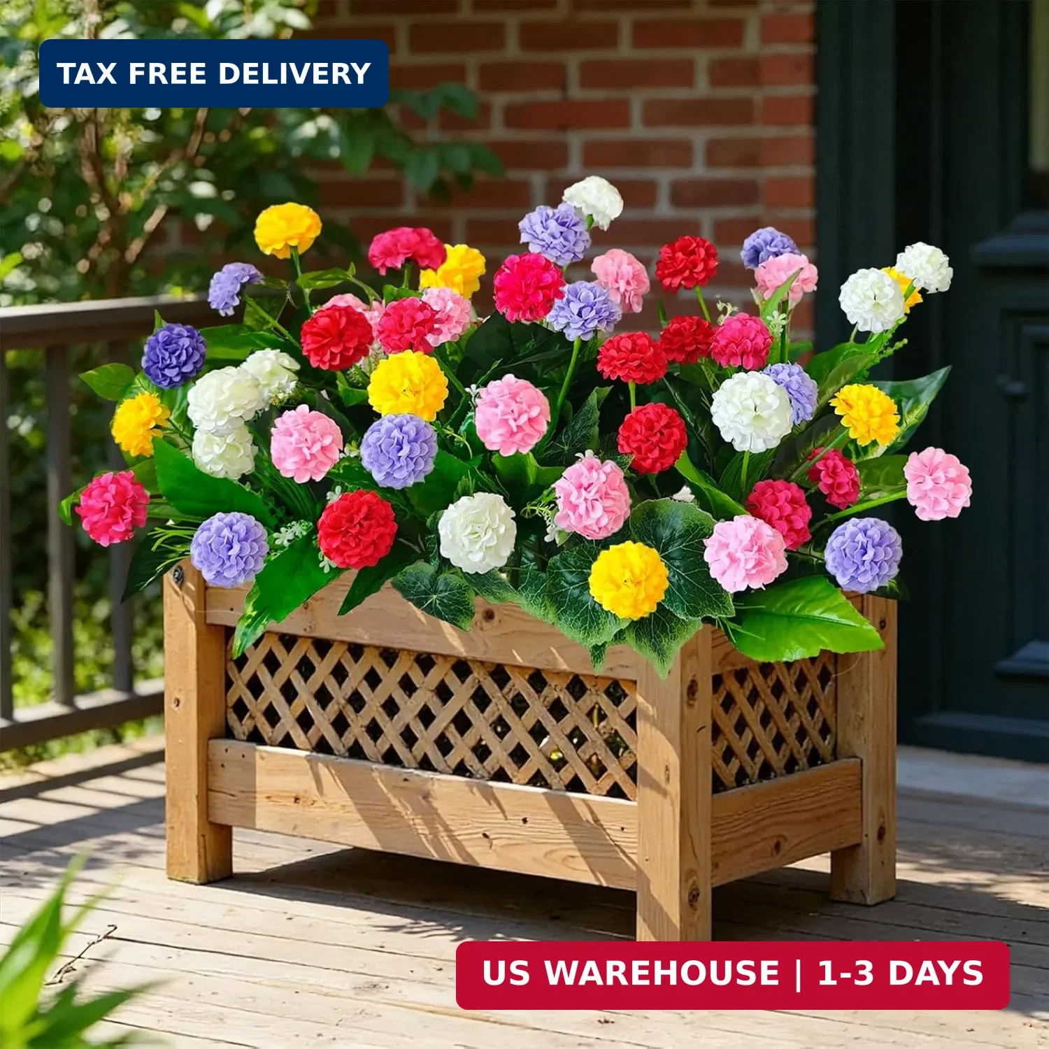 10Pcs Artificial Flowers for Outdoors UV Resistant，6Pcs Colorful Fake Mums Flowe