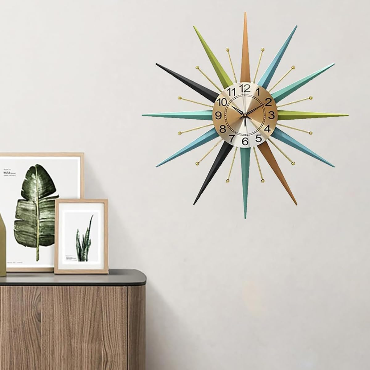 22&Prime; Mid-Century Star-Shaped Silent Metal Crystal Wall Clock for Any Room
