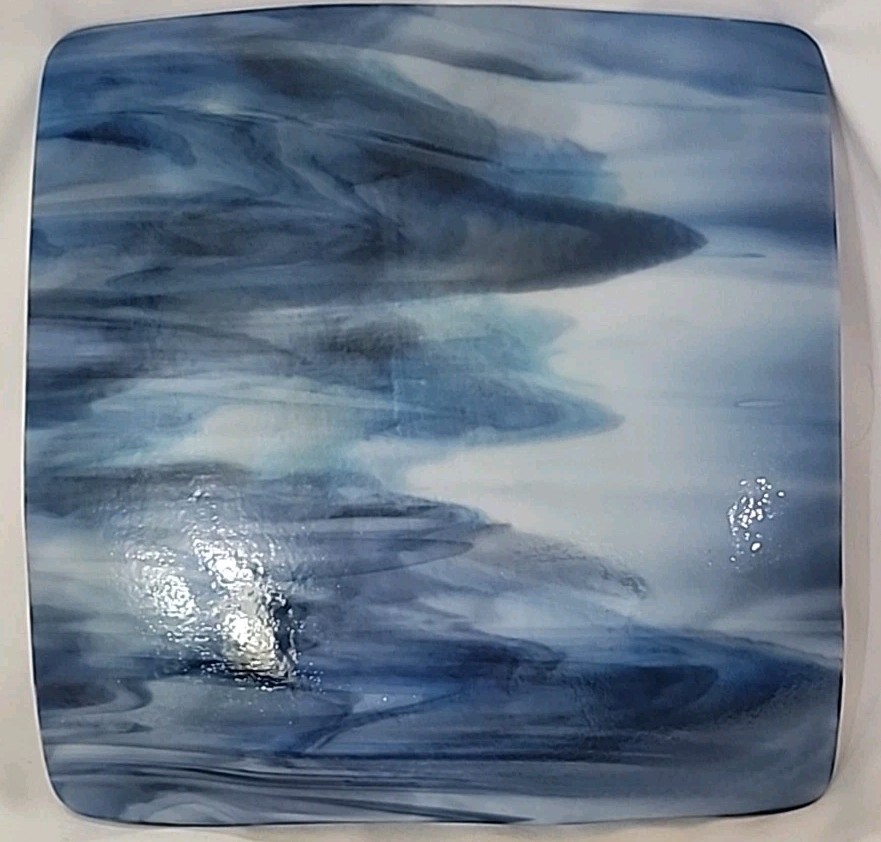 Rare Mermaid & Sea Grass Fused Glass Artisan Plate Handpainted Sea Life 9.5&Prime;W EC