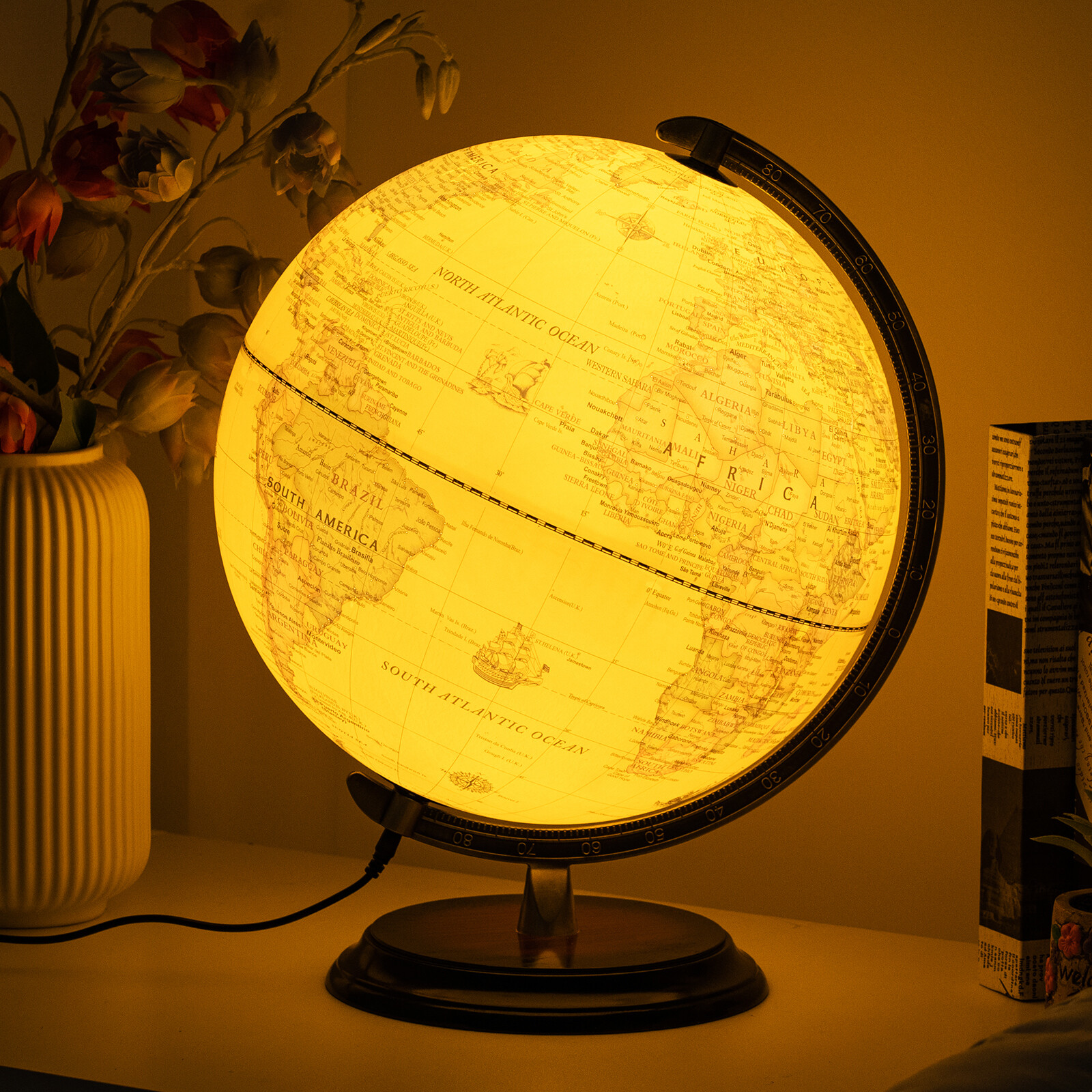 12 » Illuminated World Globe 720° Rotating Education Cartography Map World Map