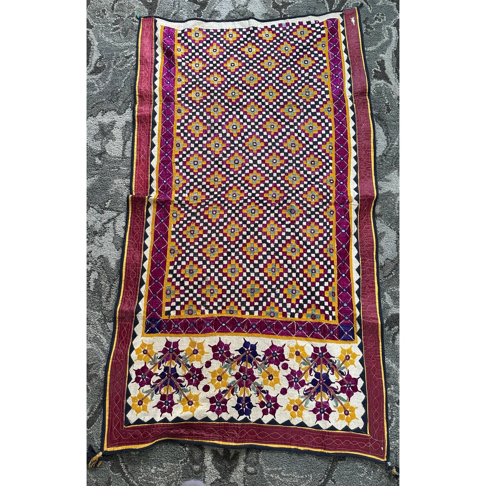 Vintage Banjara wall hanging ethnic tapestry hanging embroidery boho 35×64”