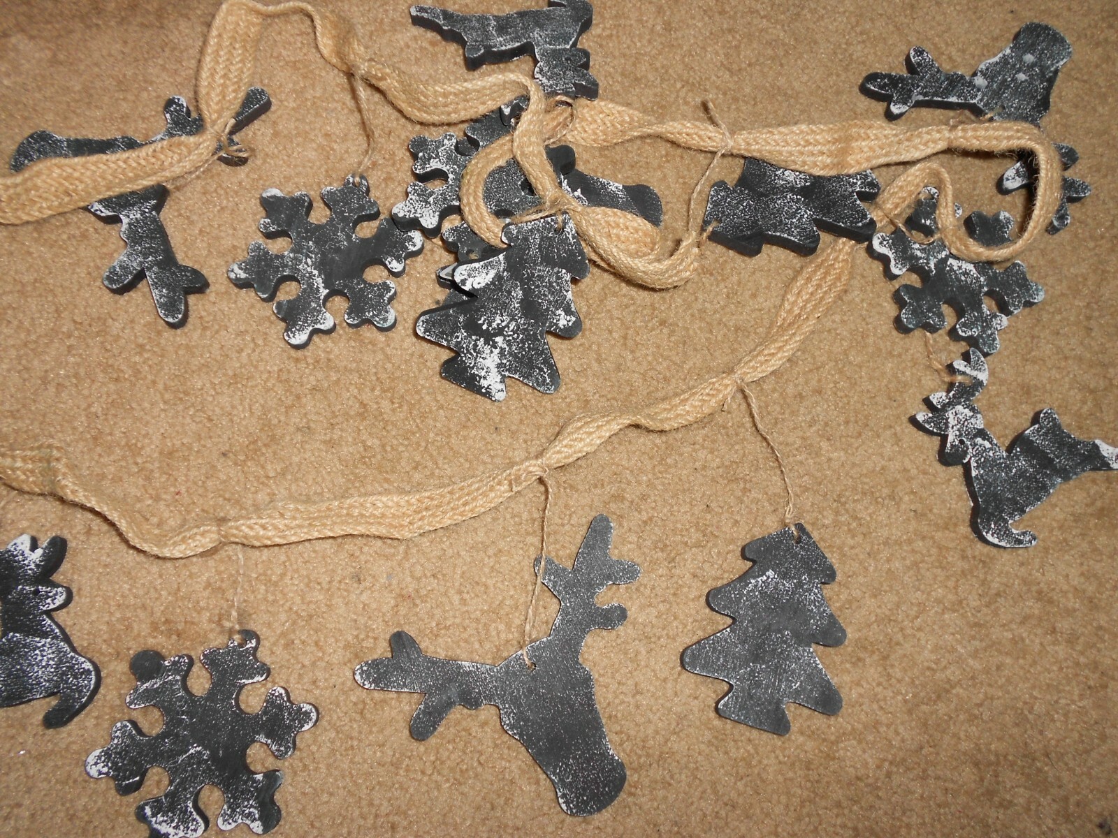 Rustic Holiday Wood Cutout and Burlap Garland