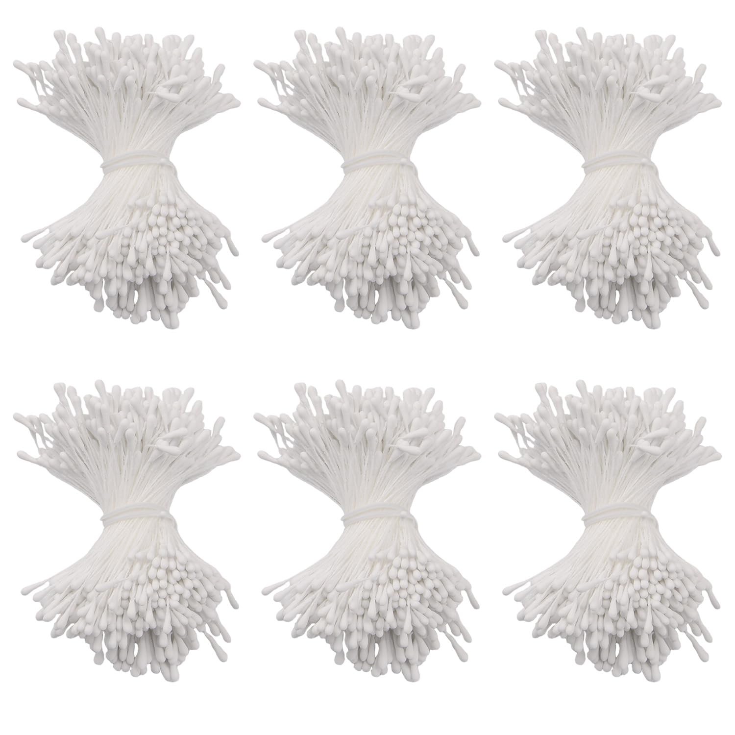 2400 Pcs White Stamens for Flower Making 6 cm