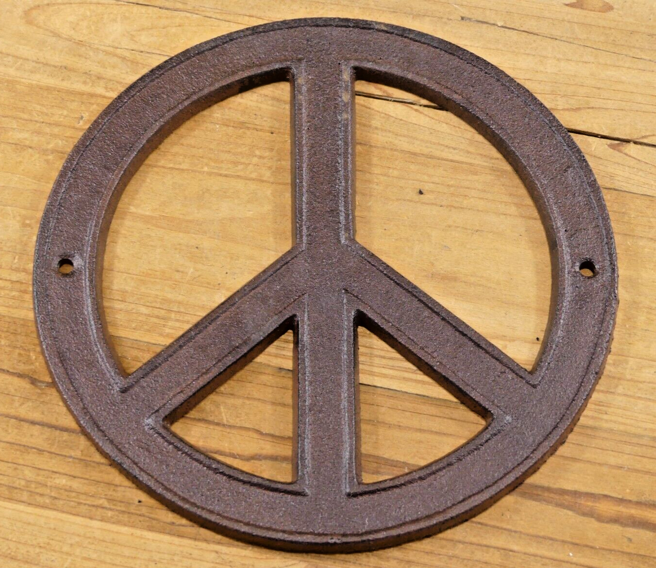 Cast Iron Hippie PEACE Sign Large Wall Plaque Wall Door Decor 8&Prime; Piece Rustic