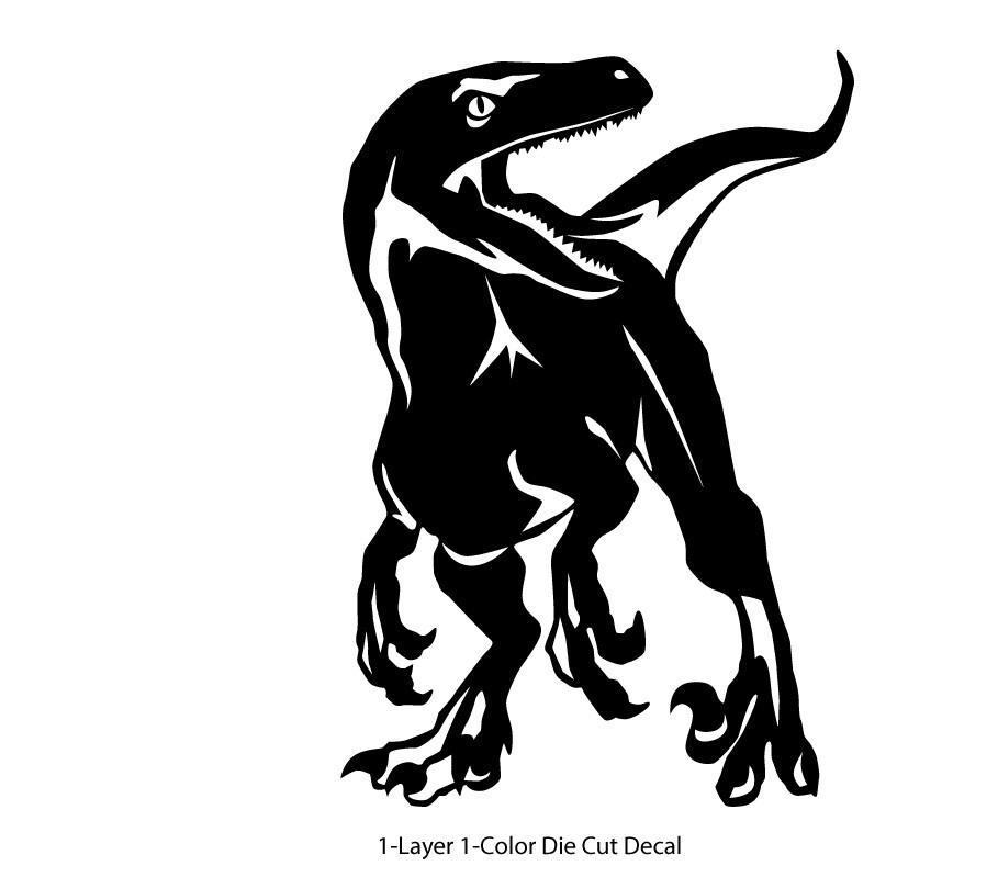 Dinosaur – Roaring Velociraptor #1 – Jurassic Period – 4-21&Prime; wide – DieCut Decal
