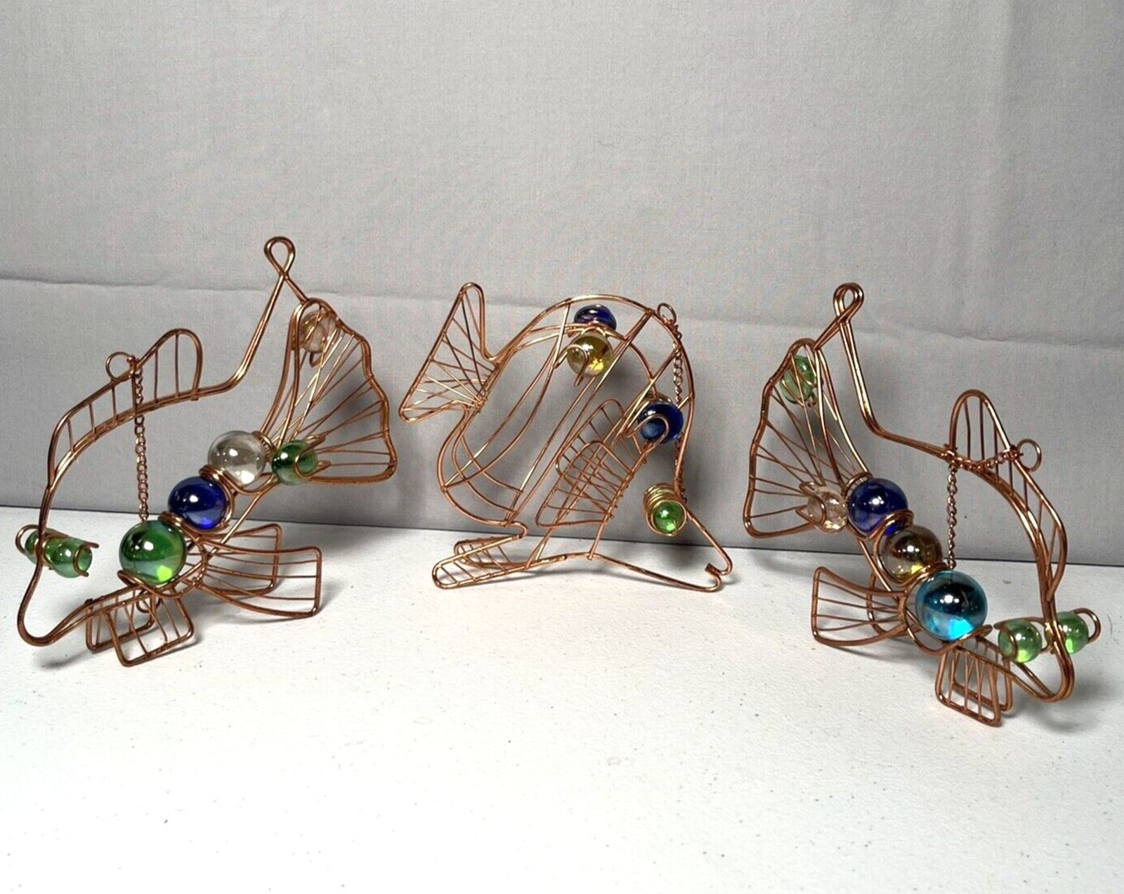 Copper Metal Glass Marbles Stones Fish HANGING Desk Decor 6&Prime; – 8&Prime; length