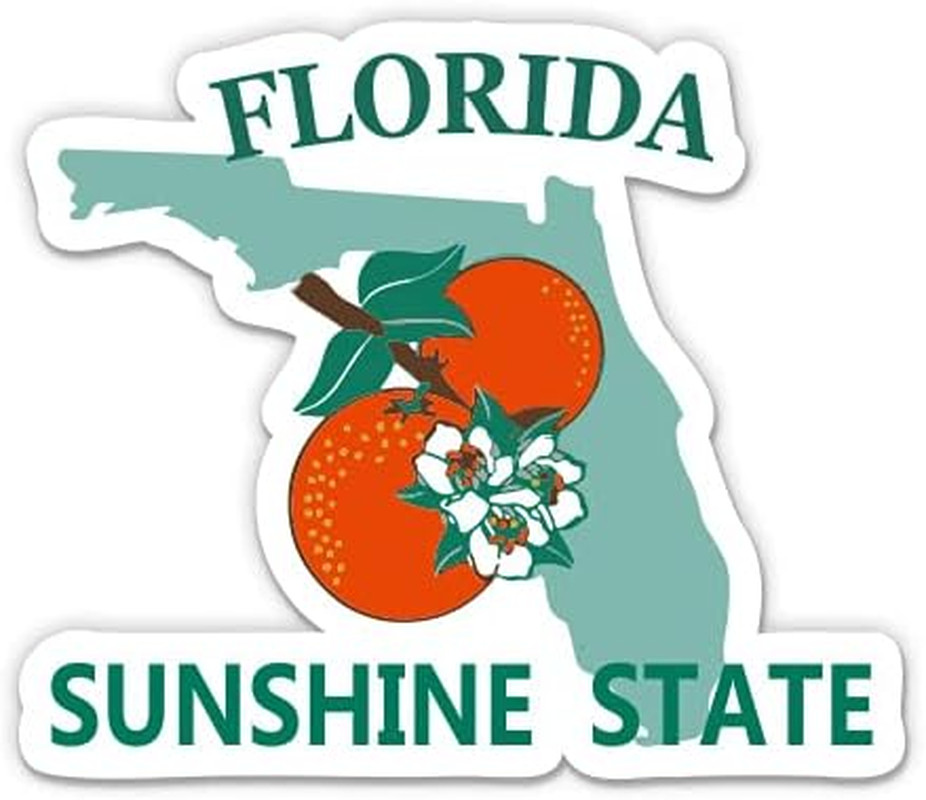 Florida Sunshine State License Plate Style – 3&Prime; Vinyl Sticker – for Car Laptop W
