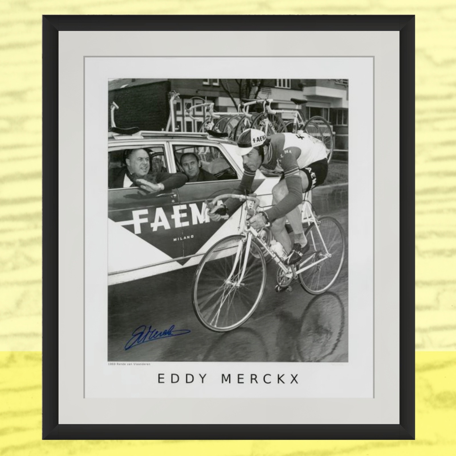 Eddy Merckx Signed Print- Tour of Flanders 1969, 20 x 24 Inch Cycling Photo