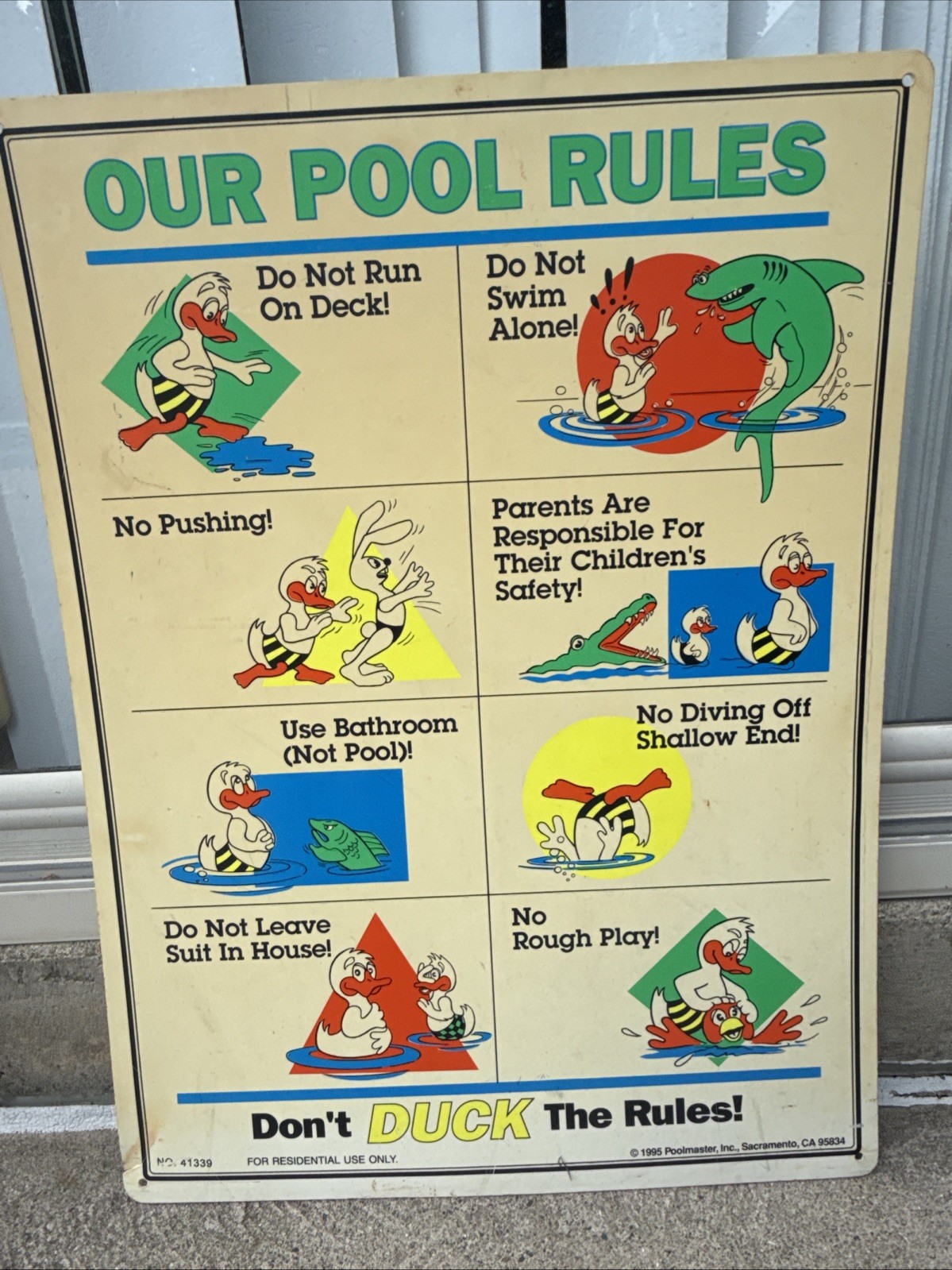 Residential Pool Don’t Duck The Rules Pool Safety Sign