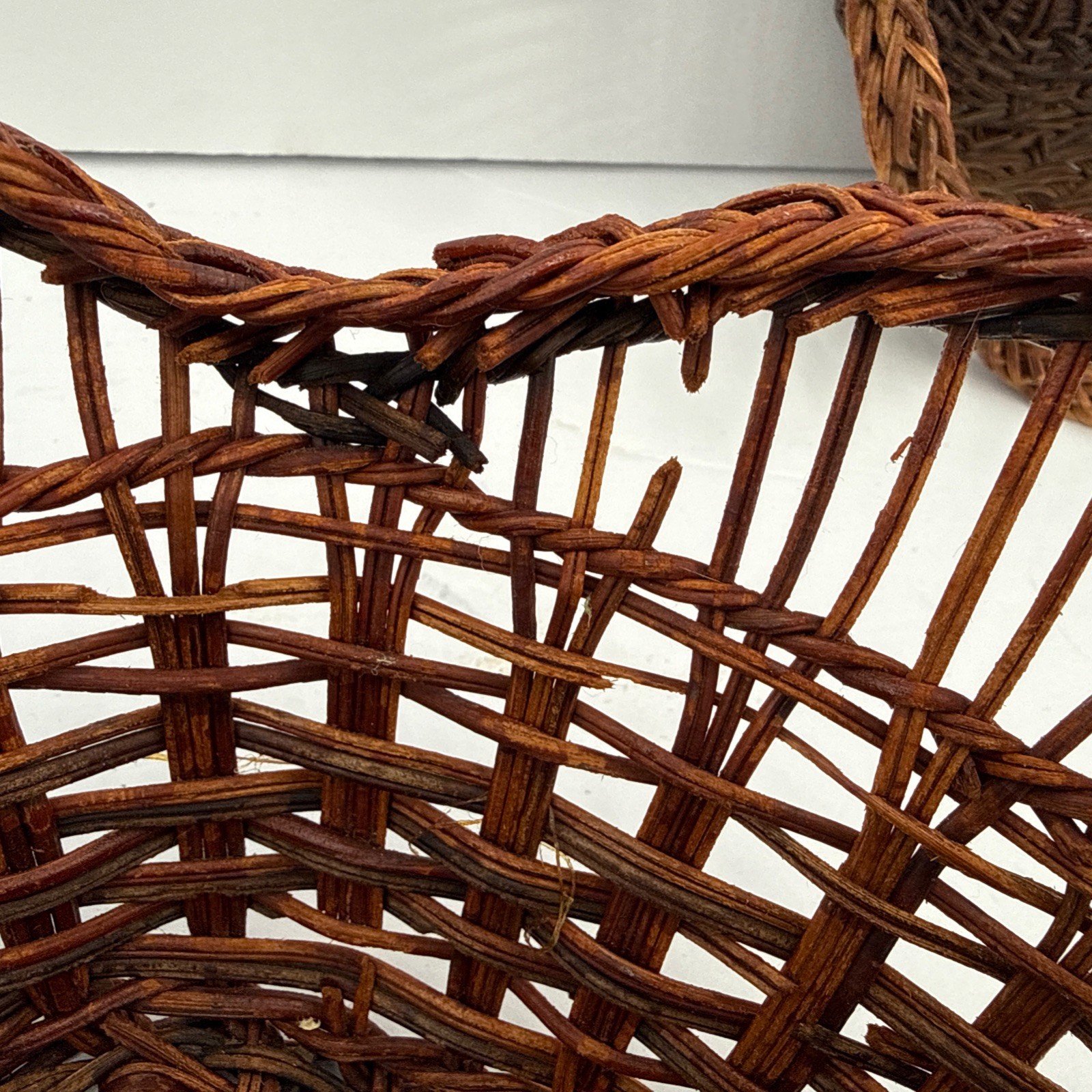 Vintage Set of 3 Wicker Nesting Baskets Handwoven Rattan Boho Farmhouse