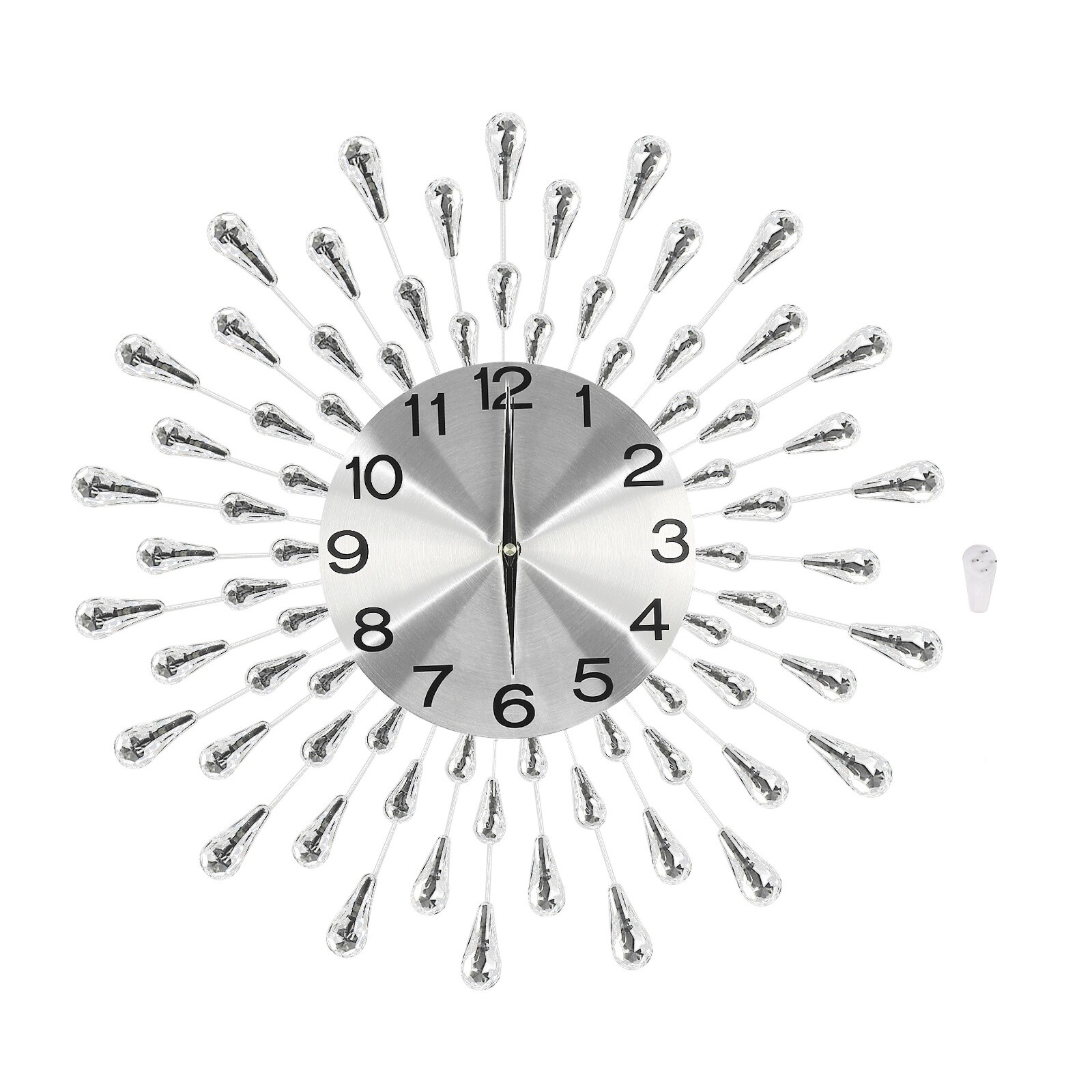 19.7 In 3D Crystal Wall Clock Sparkling Bling Diamond-Studded Silver Wall Clock