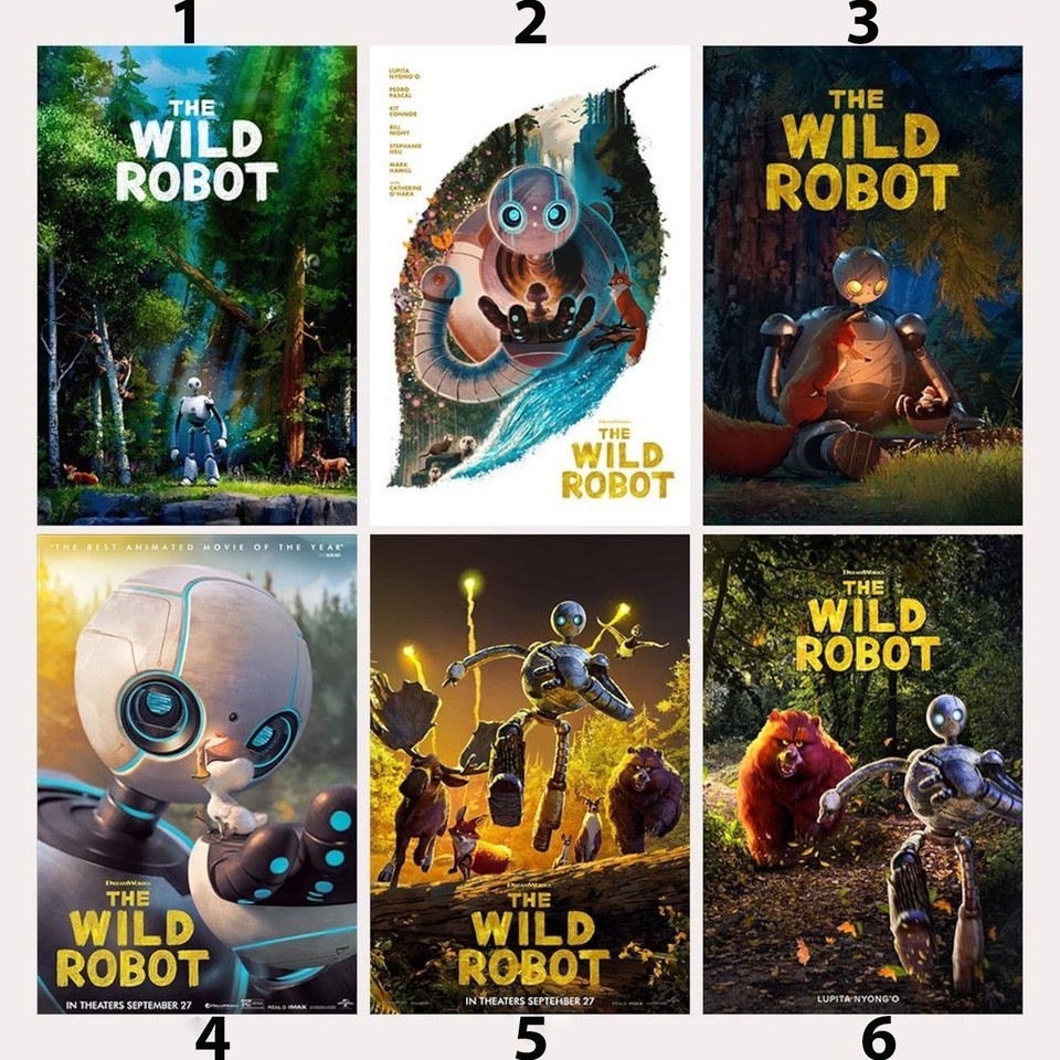 The Wild Robot 2024 Animated Adventure Film Character Art Poster