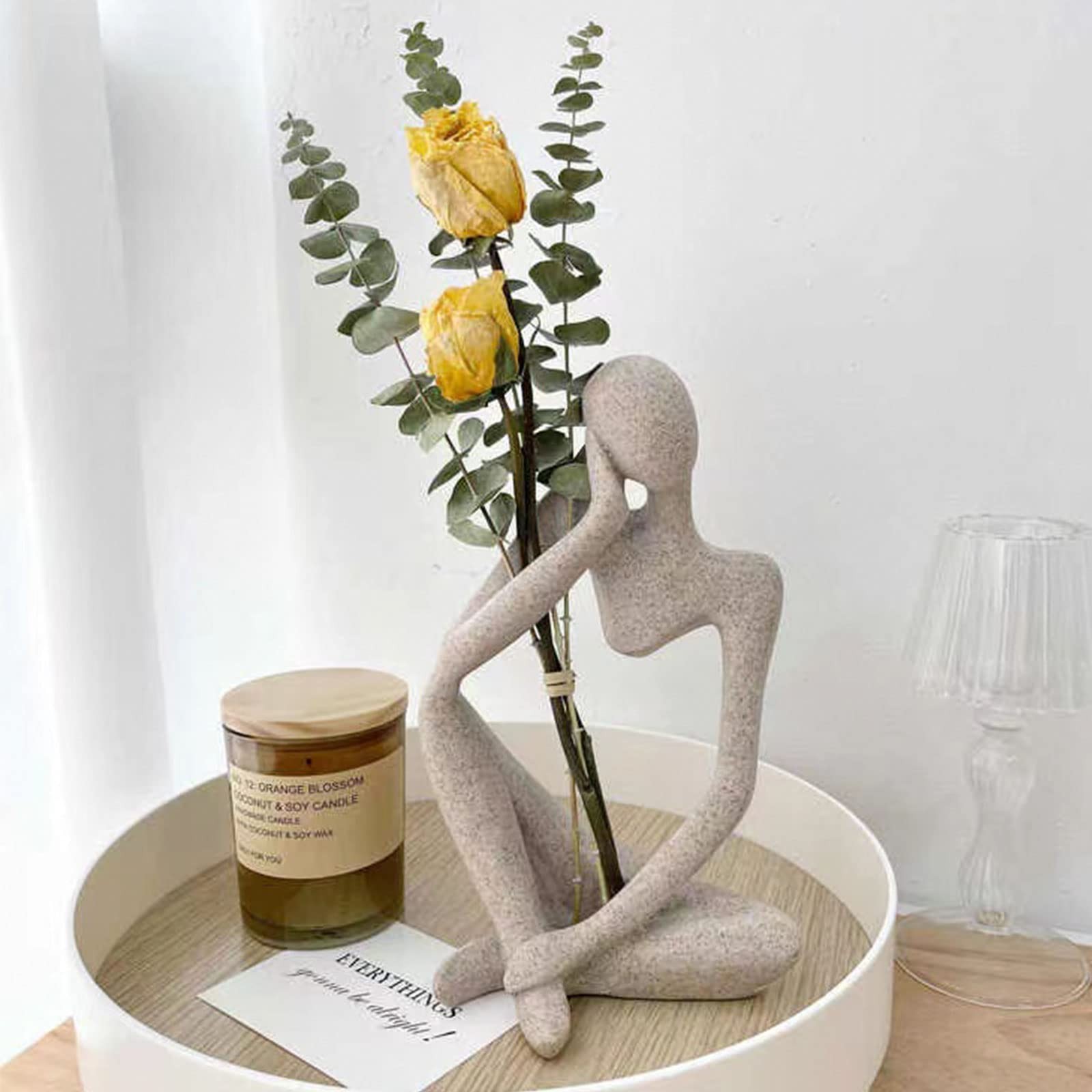 Small Thinker Sculpture, Modern Home Office Decor, Grey