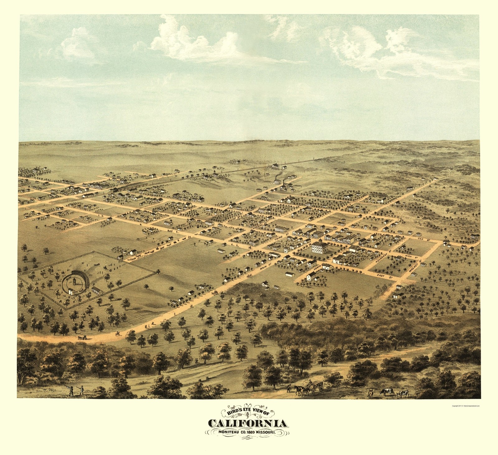 Historic Panoramic View – California Missouri – Ruger 1869 – Vintage Wall Art