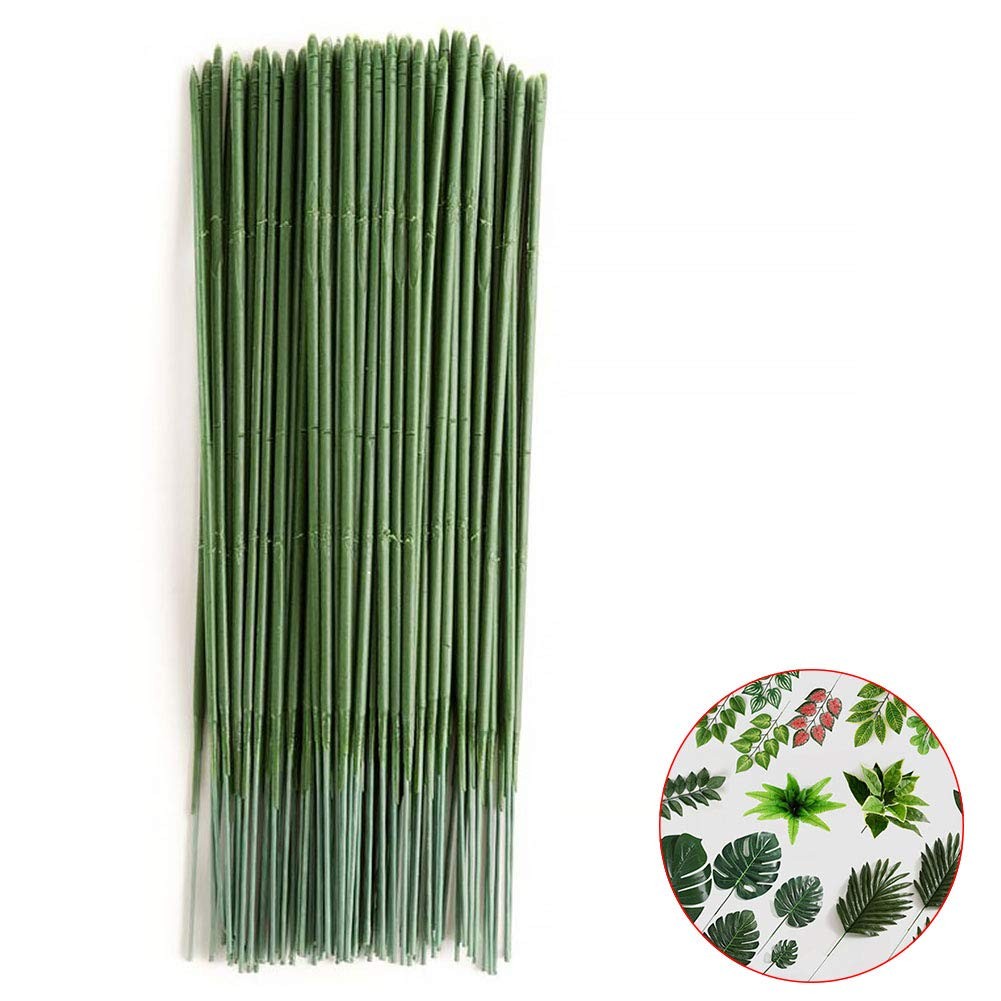 100pcs 17cm Green Artificial Floral Stem Wire for Crafts and Decor