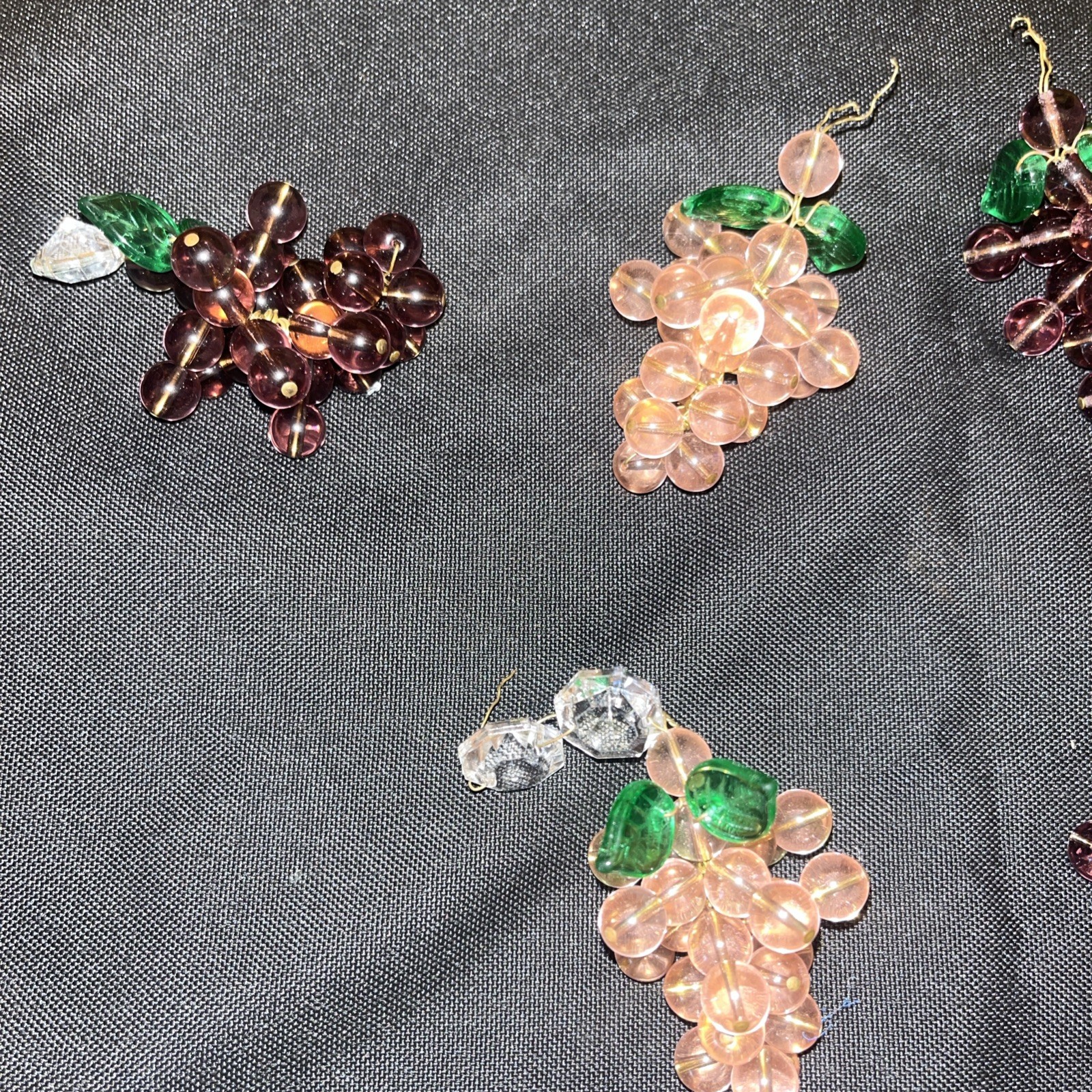 Authentic Murano Glass Grape Clusters Set of 6 Vintage Pink Purple