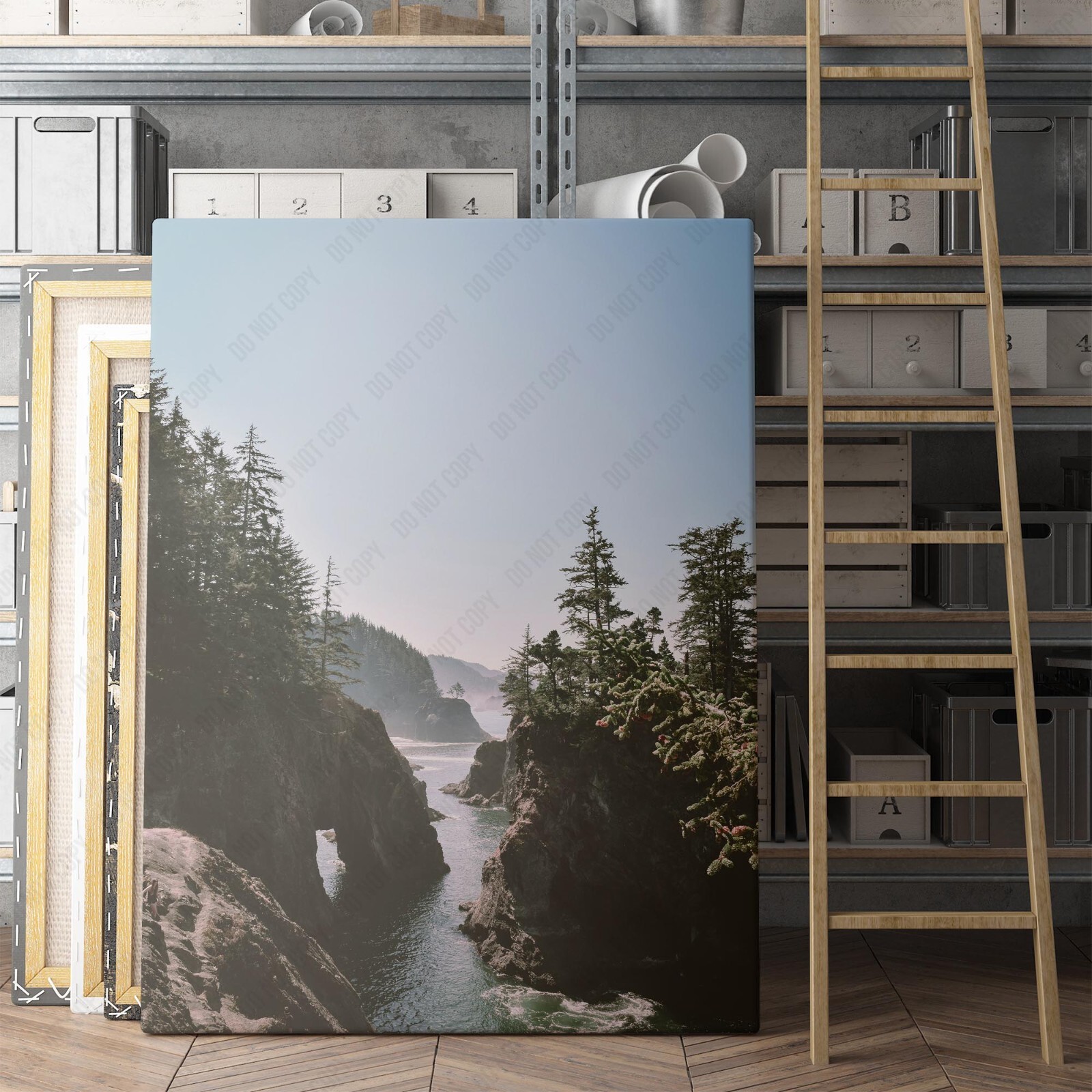Oregon Coast Forest Ocean Beach Trees Landscapes Canvas Print Wall Art