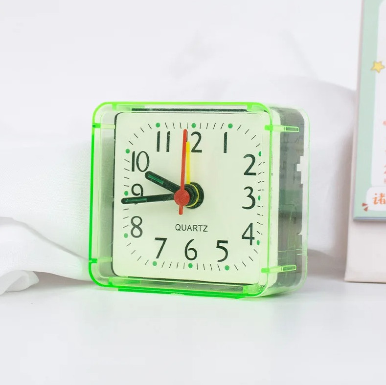 1 pc Mini Square Alarm Clock Compact Quartz Travel Desk Clock
