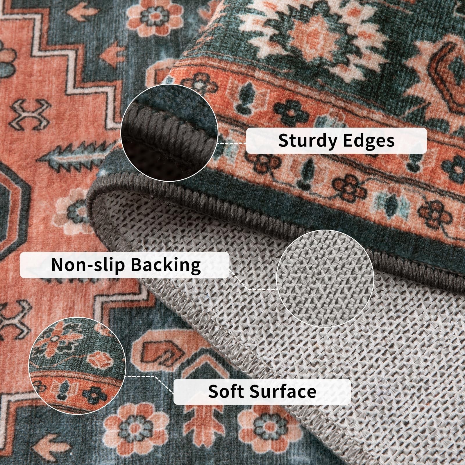 Tangsoo 6×9 Area Rug for Living Room,Machine Washable Large Rugs Non-Slip Boh…