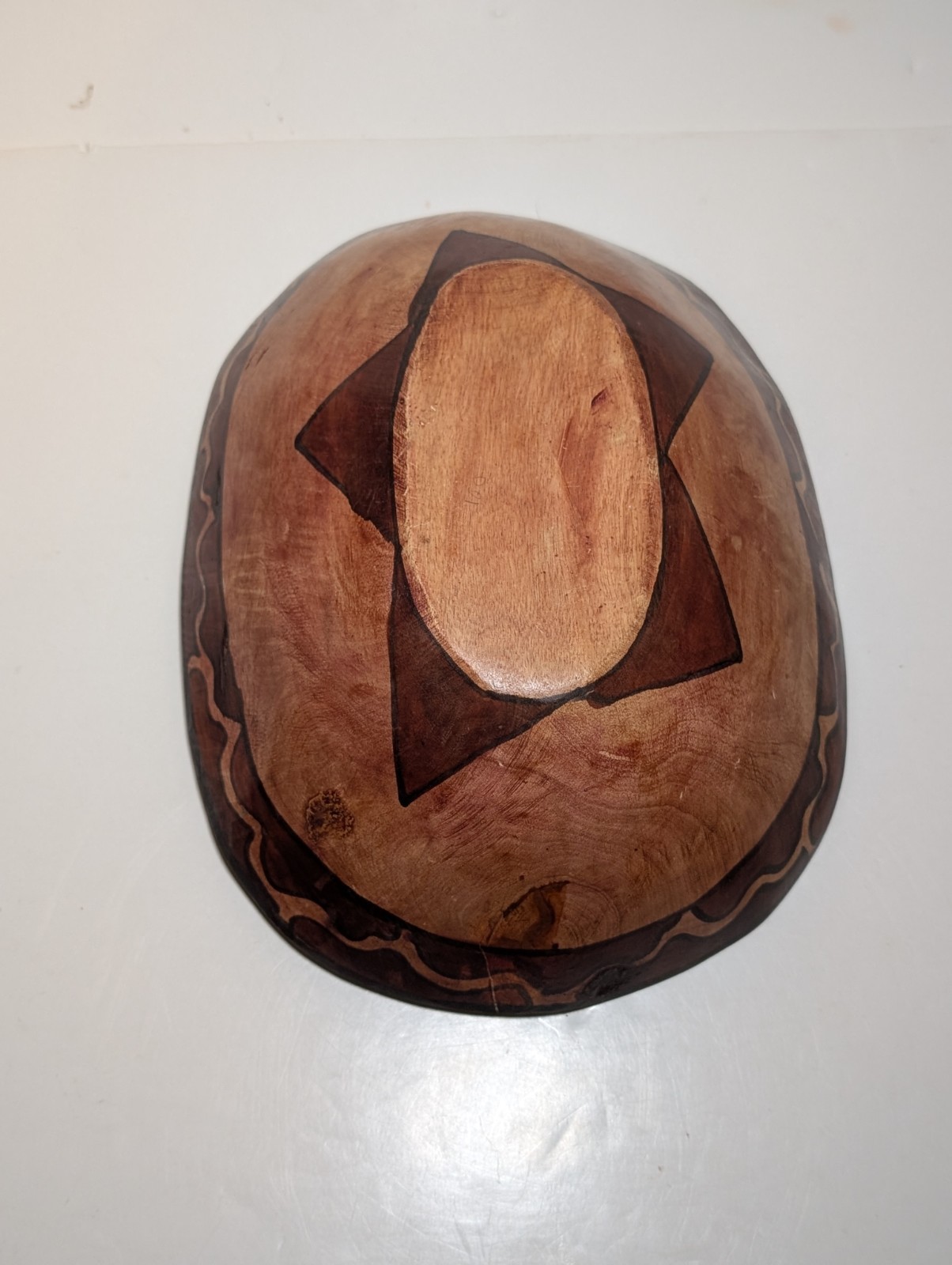 Hand Carved & Painted Wood Bowl Giraffes African Design Oblong Lightweight