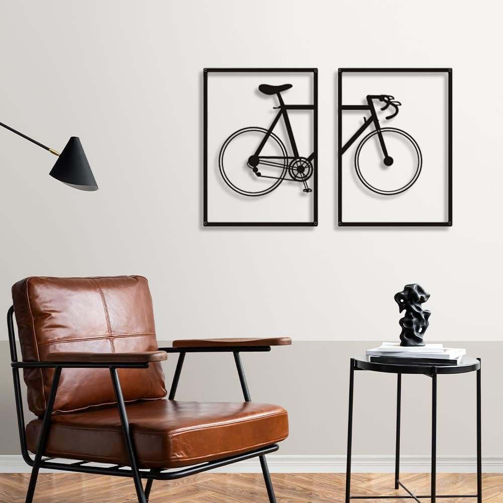 2 Pack Black Modern Wall Art for Living Room Minimalist Framed Wall Decor 3D Tex