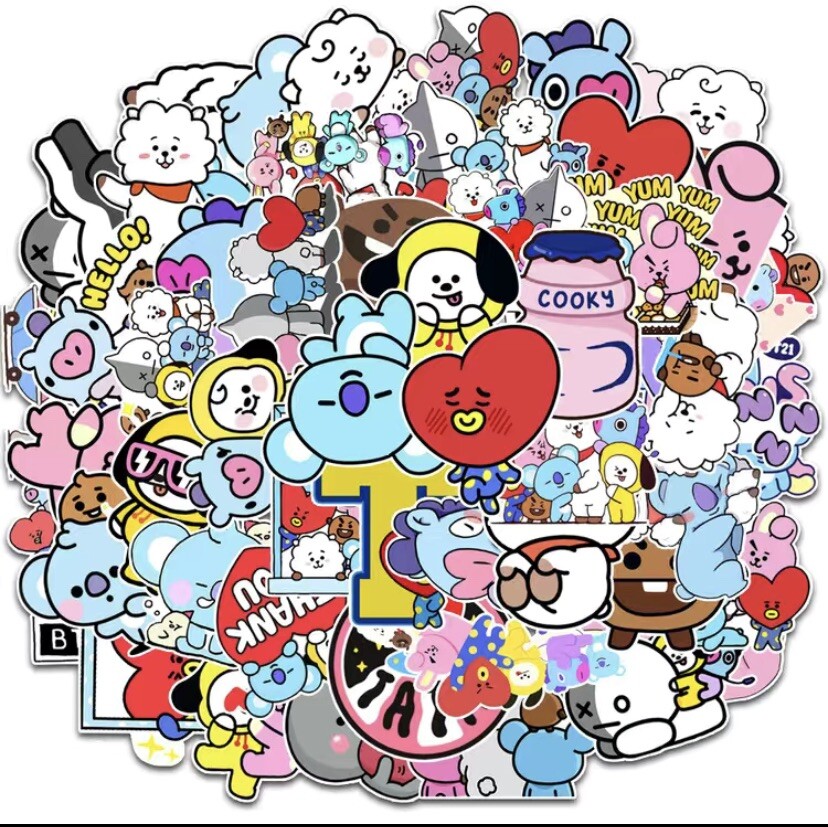 Cute Korean K-POP BTS BT21 Stickers Random 10 PCS – No Duplicates