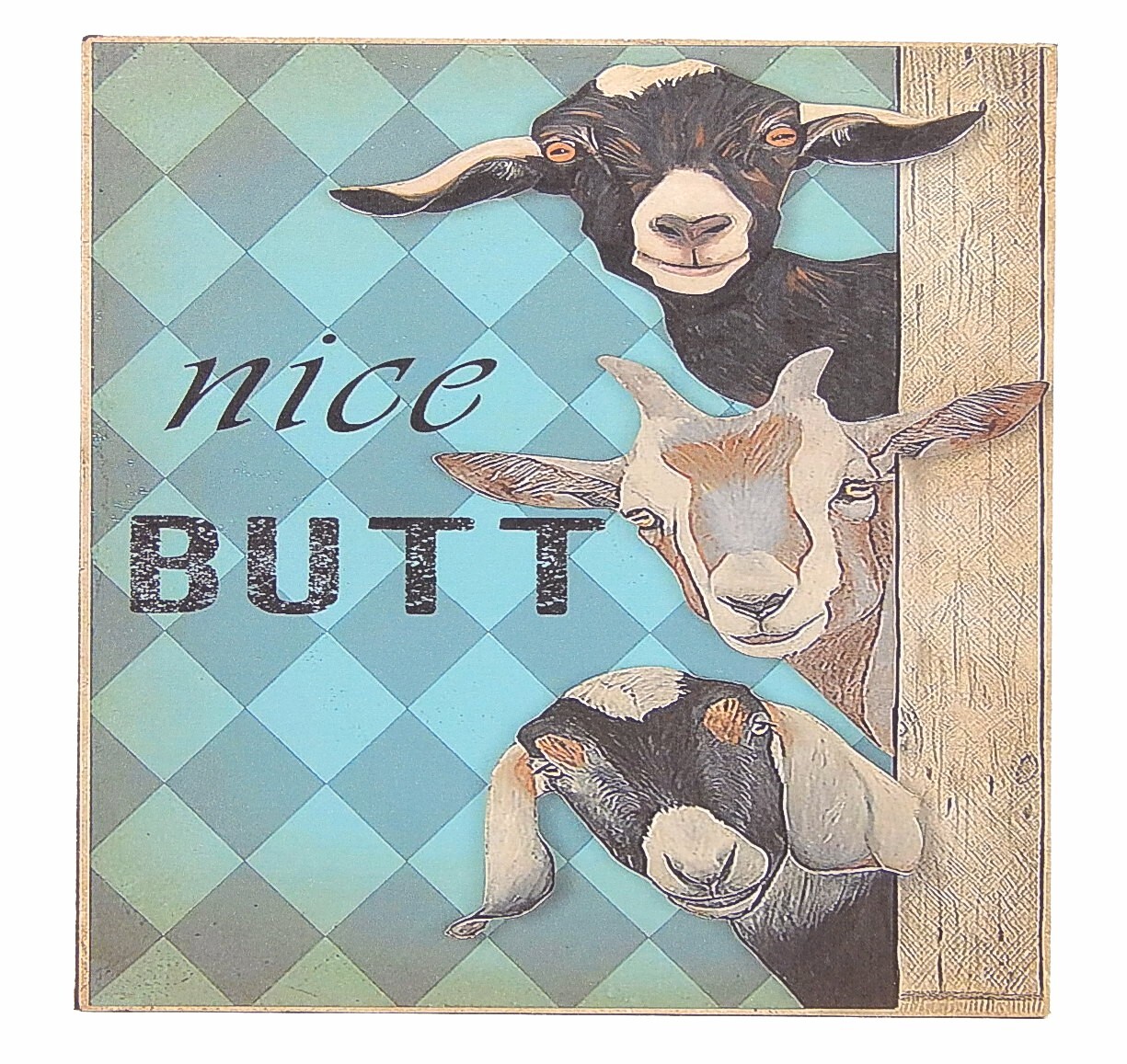 Nice Butt Funny Toilet Bathroom Restroom Sign Shelf Sitter Wall Art Print 5 x 5&Prime;