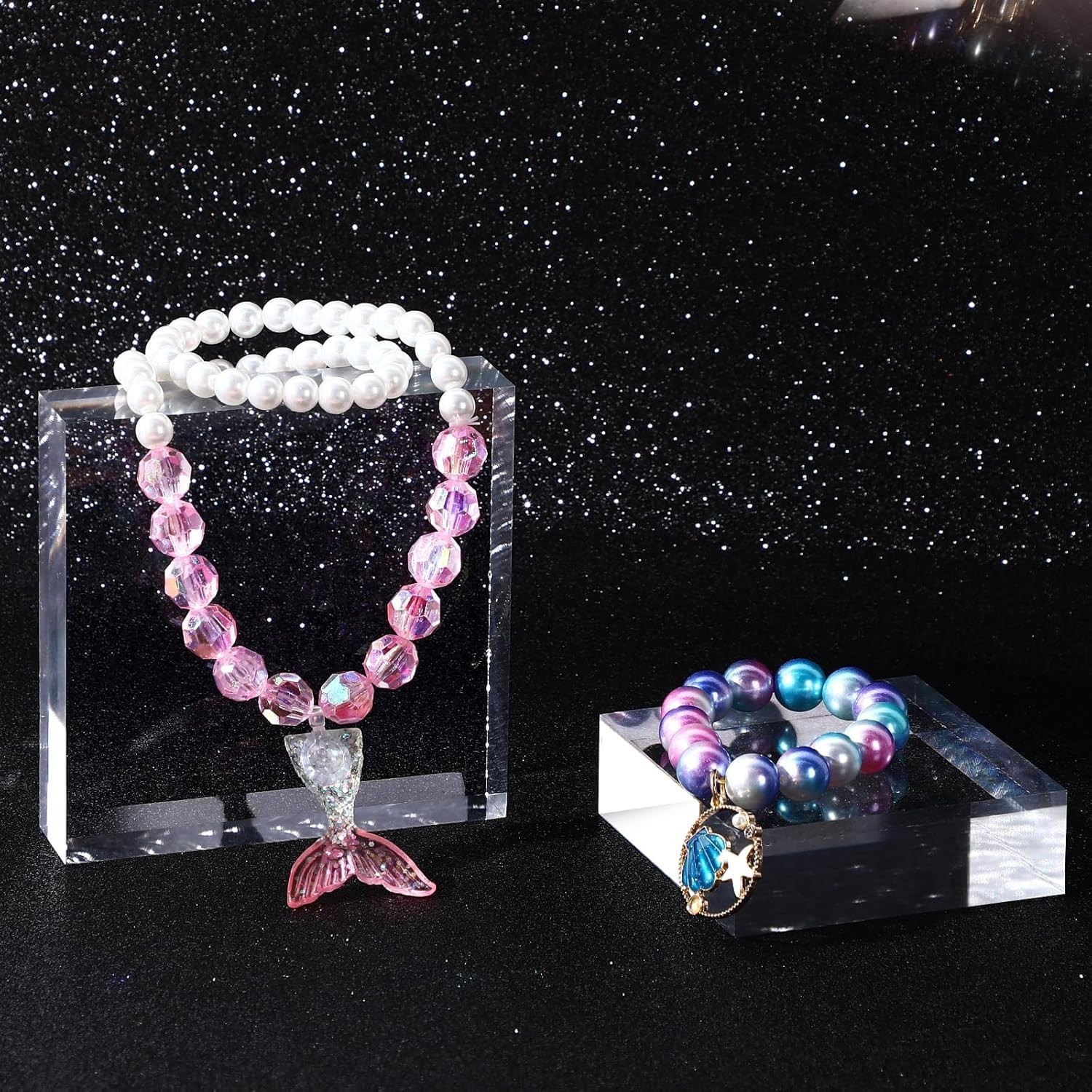 4 Pieces Acrylic Square Display Block Clear Polished Cube Display Stand