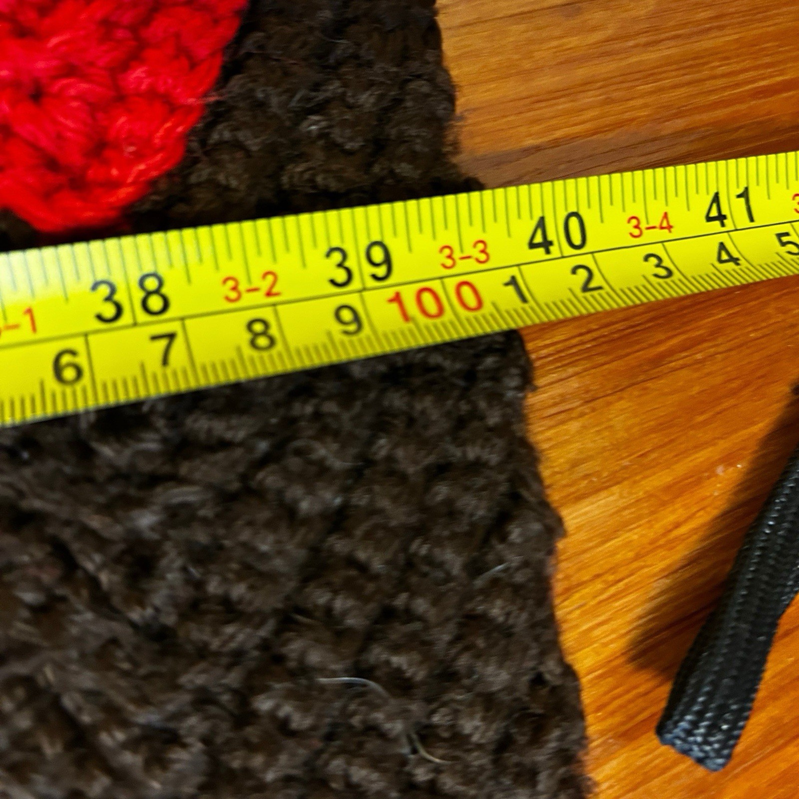 Handmade Crochet Afghan Chevron Throw Blanket, Red, Black & White 39.75”x62.5”