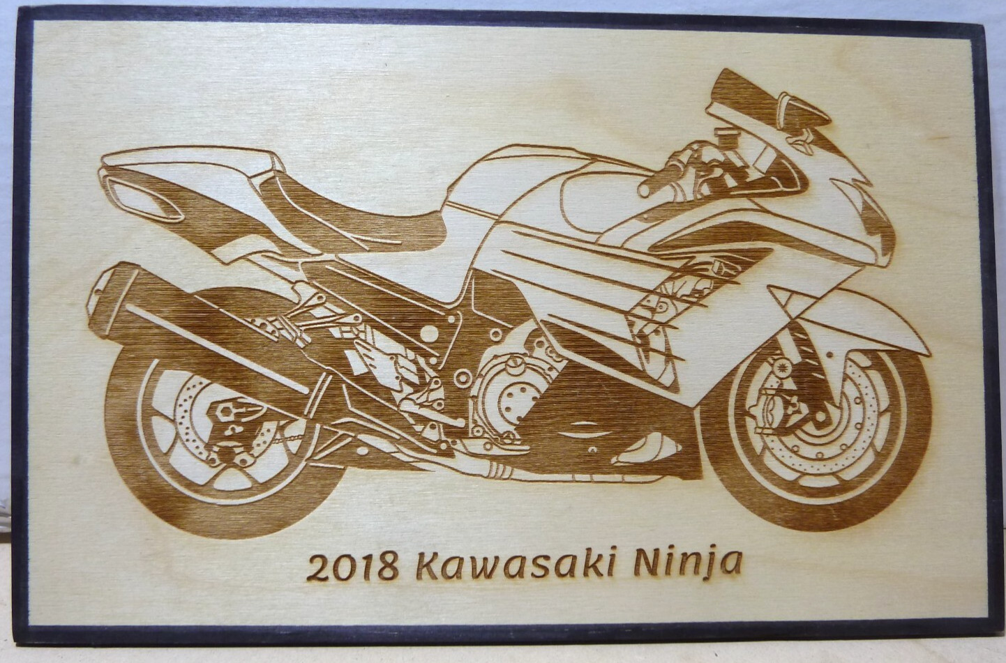 2018 Kawasaki Ninja Bike Wood Engraved Plaque,Wall Art,Car Art,Wall Hanging.(E)