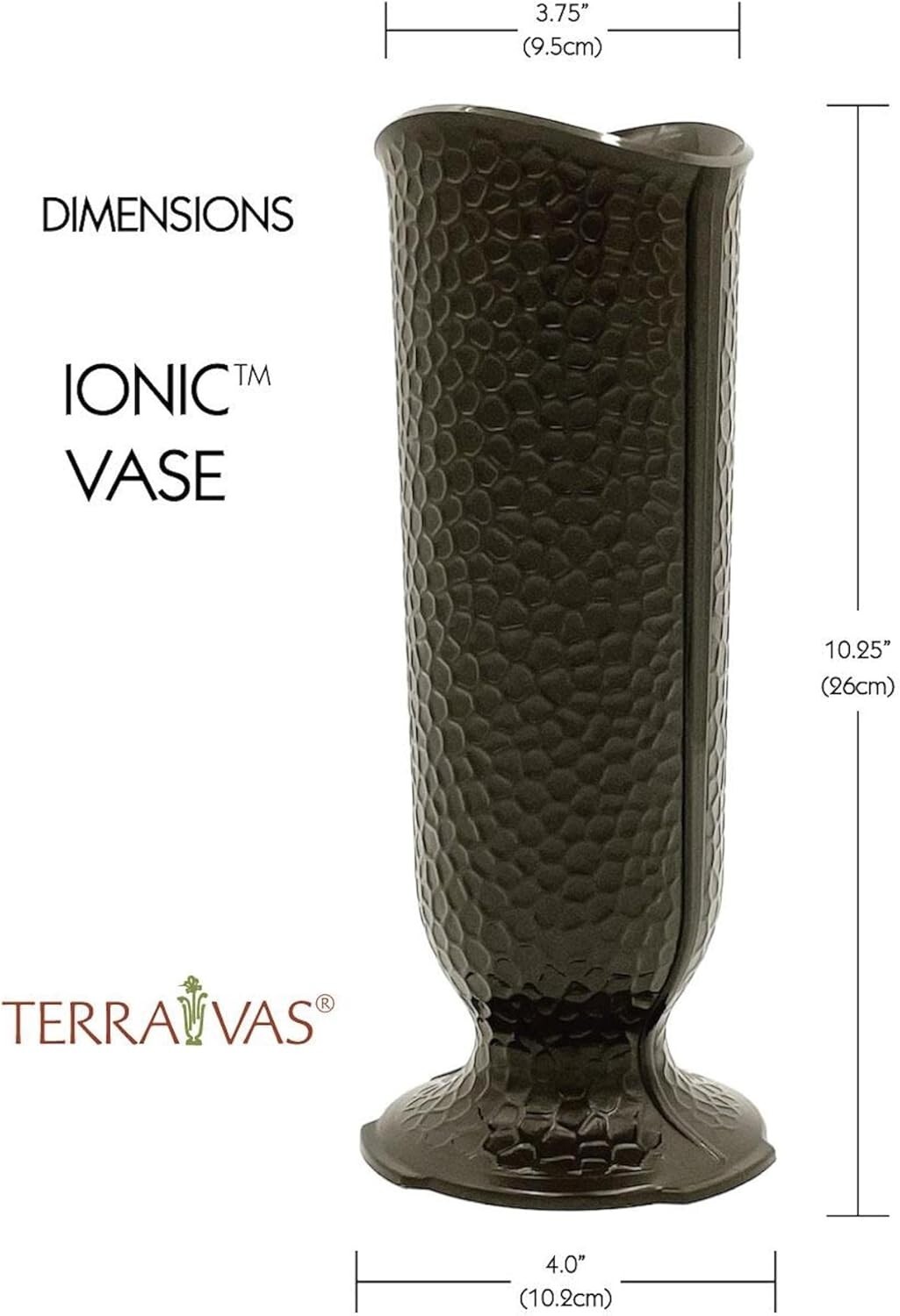 Ionic Vase – Replacement Cemetery Flower Vase – 4&Prime; D Base with 3 Flanges to L…